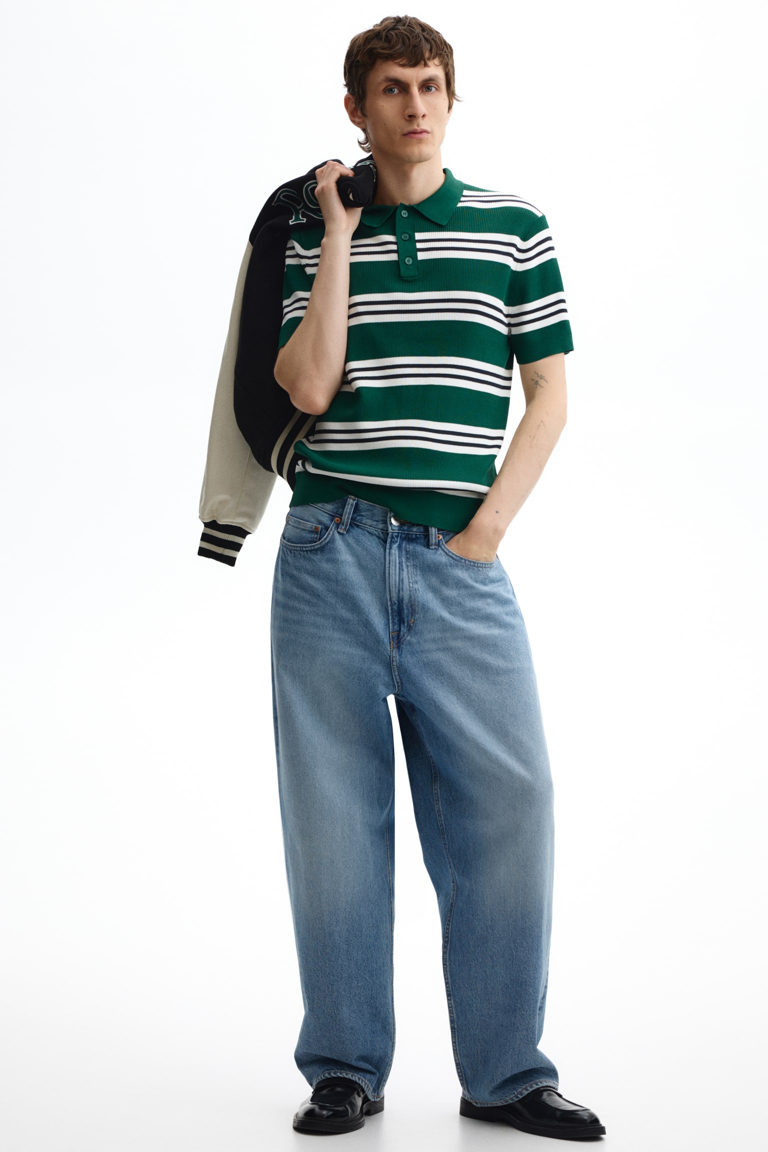 Regular Fit Polo shirt - Green/Striped/Blue/Striped - 1