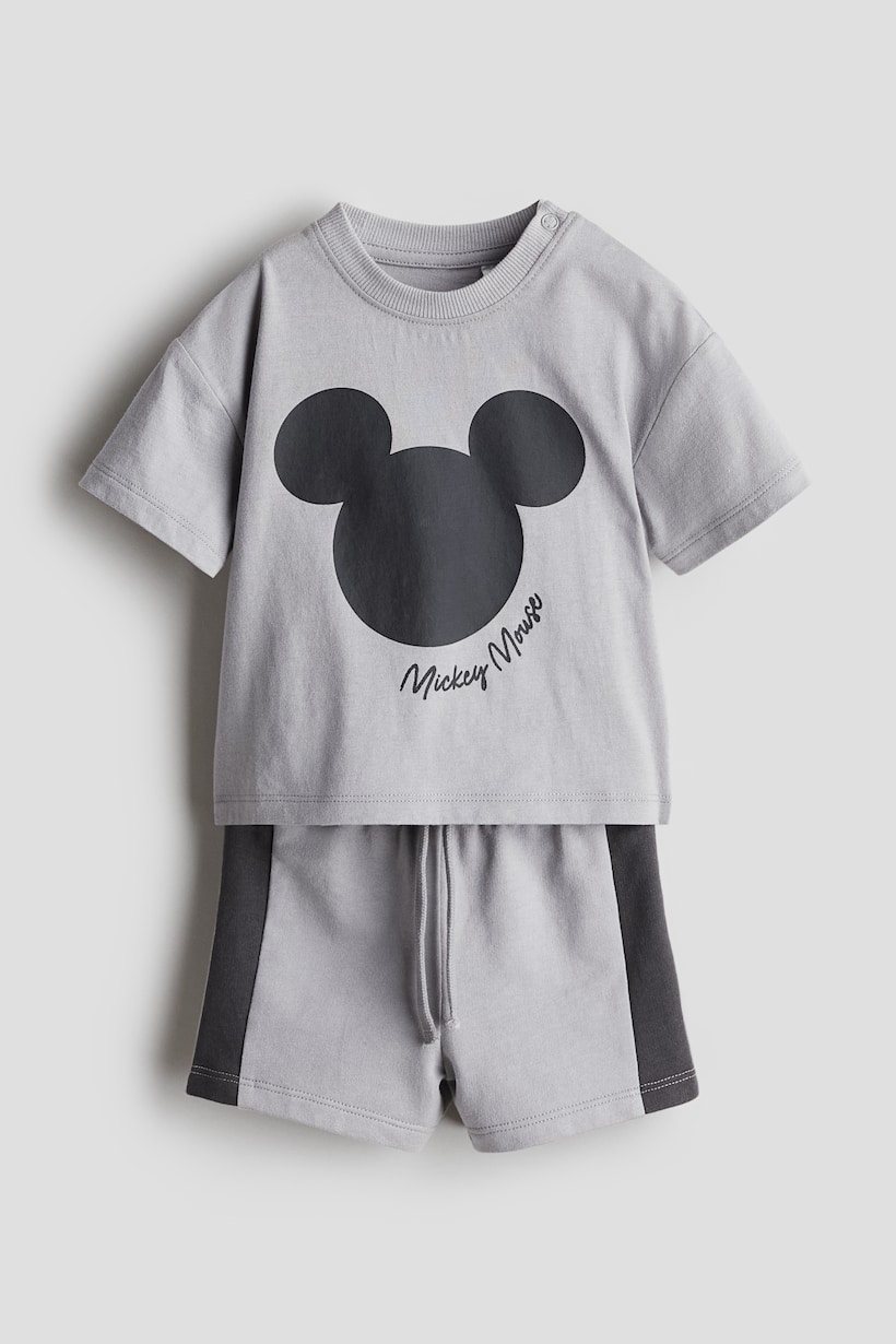 2-piece Printed Set - Light gray/Mickey Mouse - Kids | H&M US