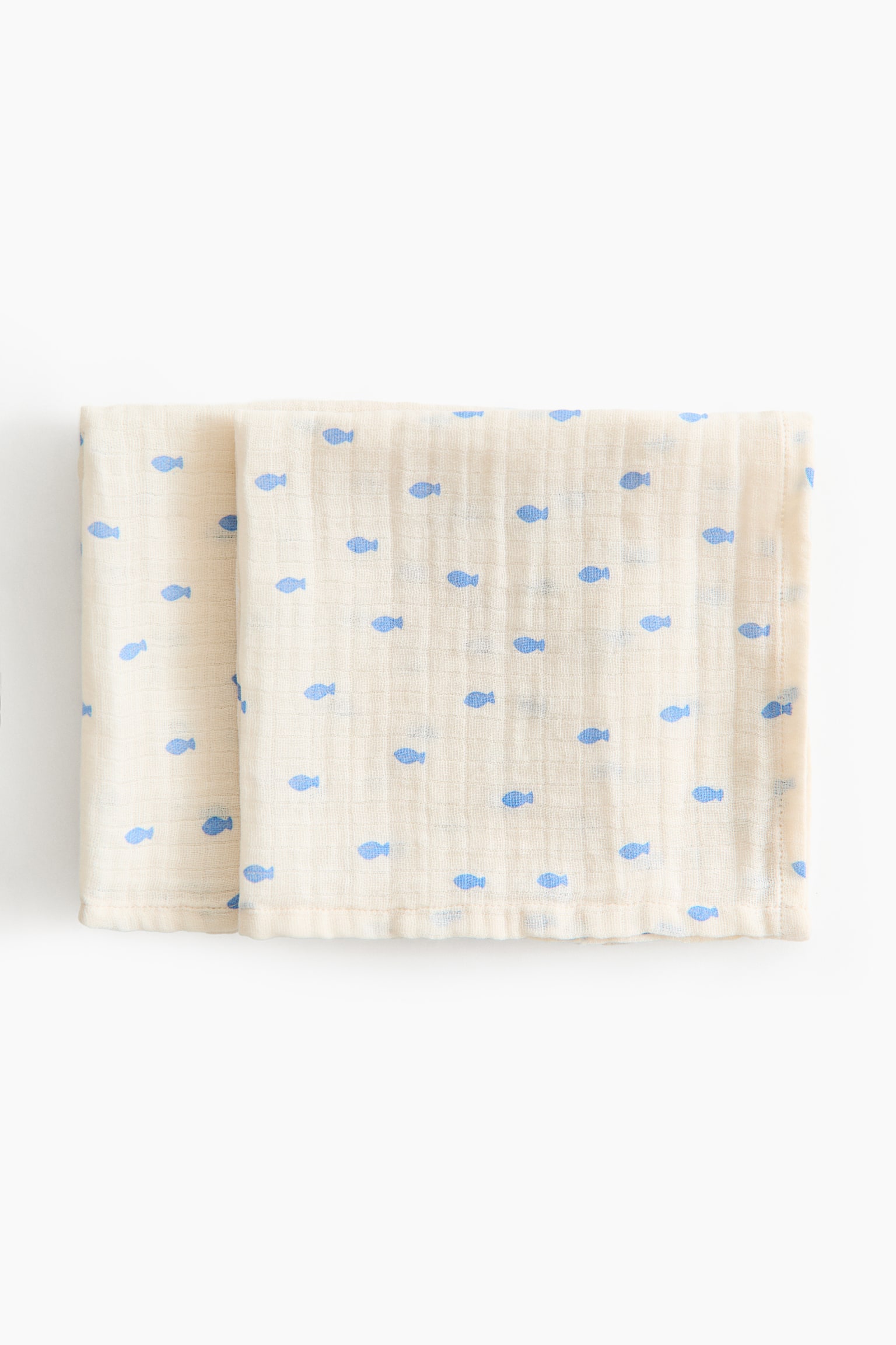2-pack muslin cloths - Light beige/Fish/White/Hearts/White/Bears/White/Clover/White/Stars/White/Dogs - 4