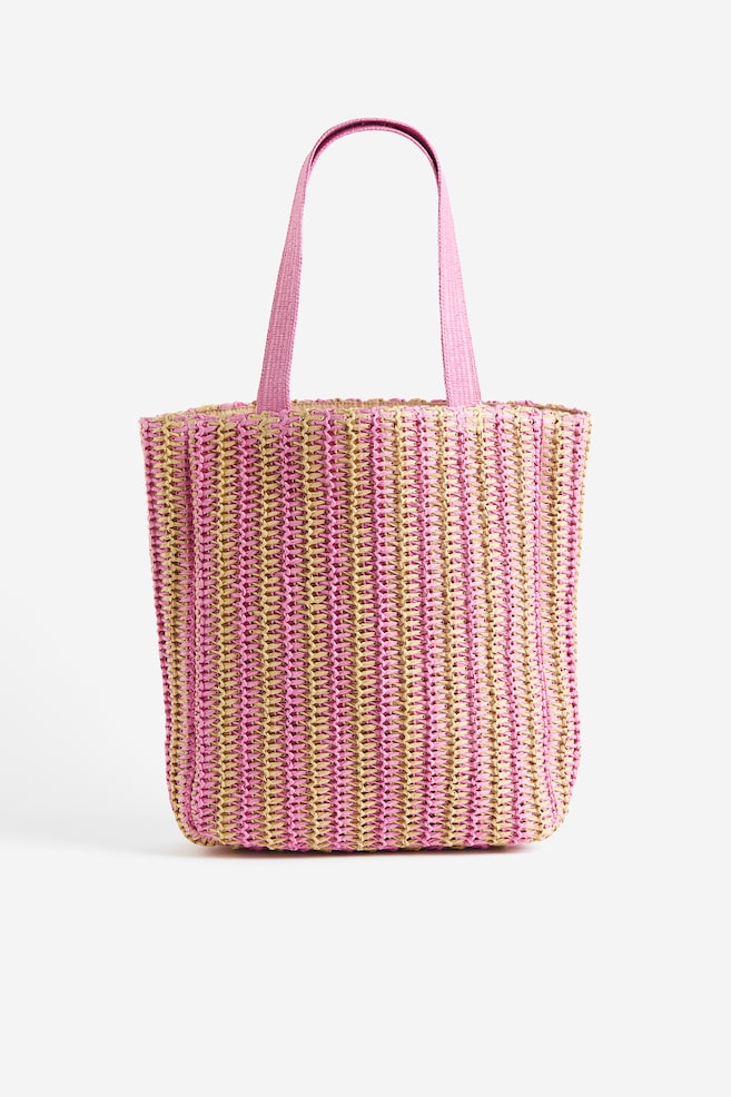 Straw bag - Pink/Striped/Beige - 1