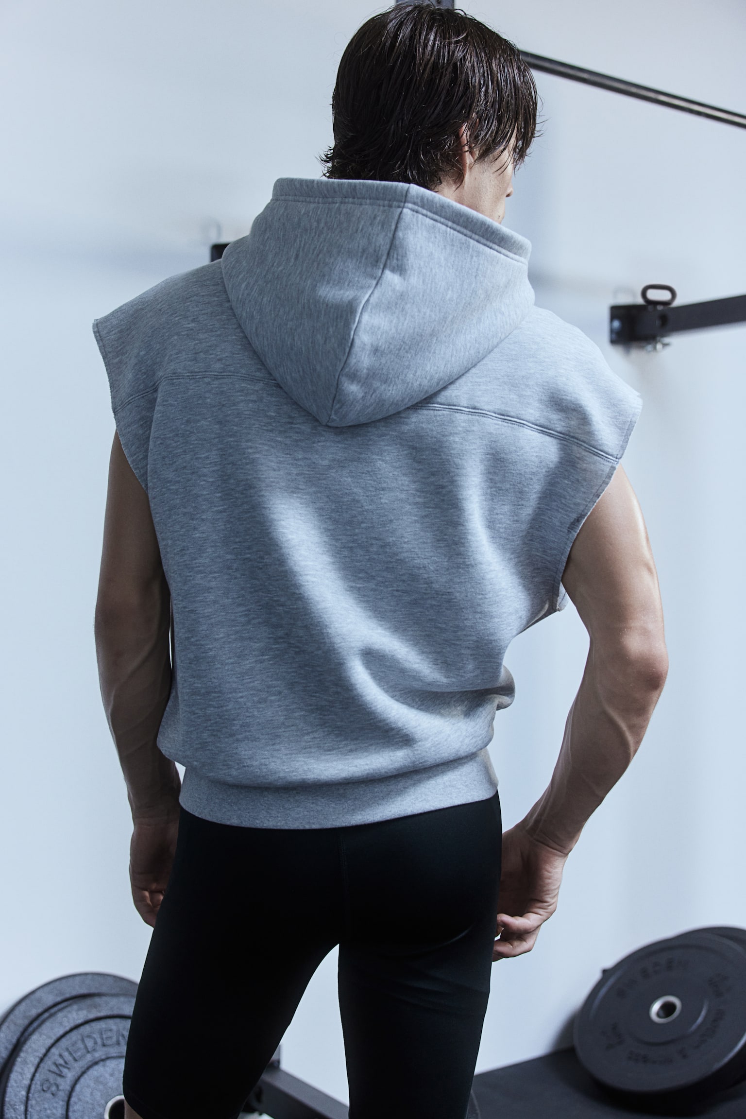 Loose Fit Sleeveless sports hoodie - Grey marl/Natural power/Black/Black/Training Team - 3