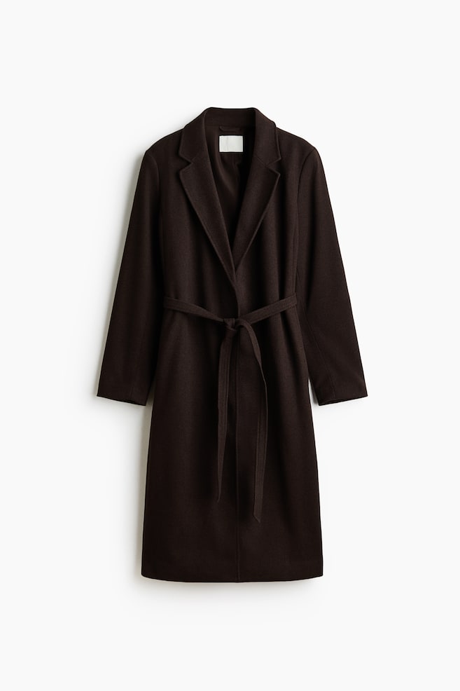 Tie-Belt Coat - Dark brown/Dark taupe/Black - 1