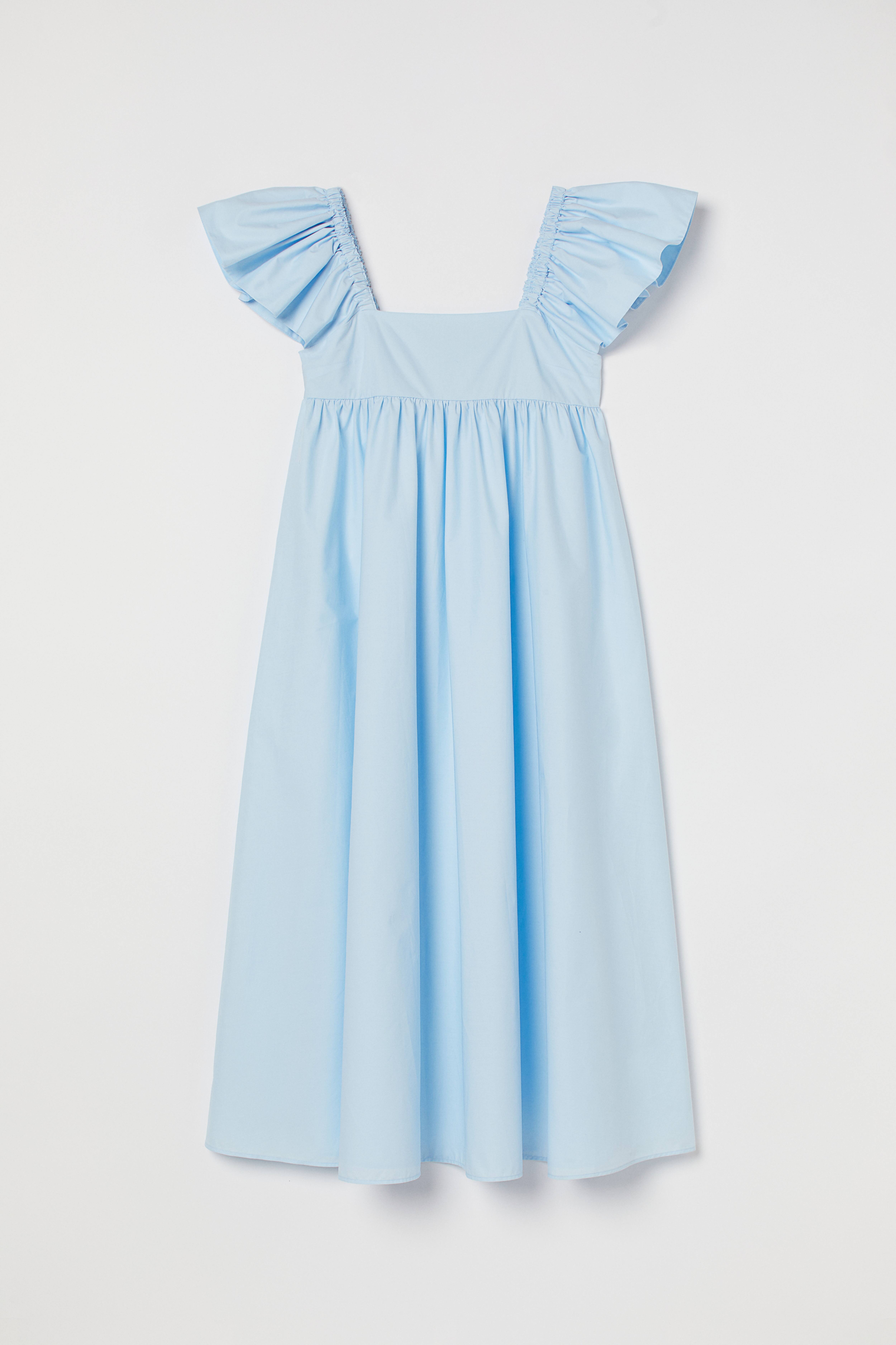 Ruffle-detail Dress - Square Neckline - Sleeveless - Light blue - Ladies |  H&M US