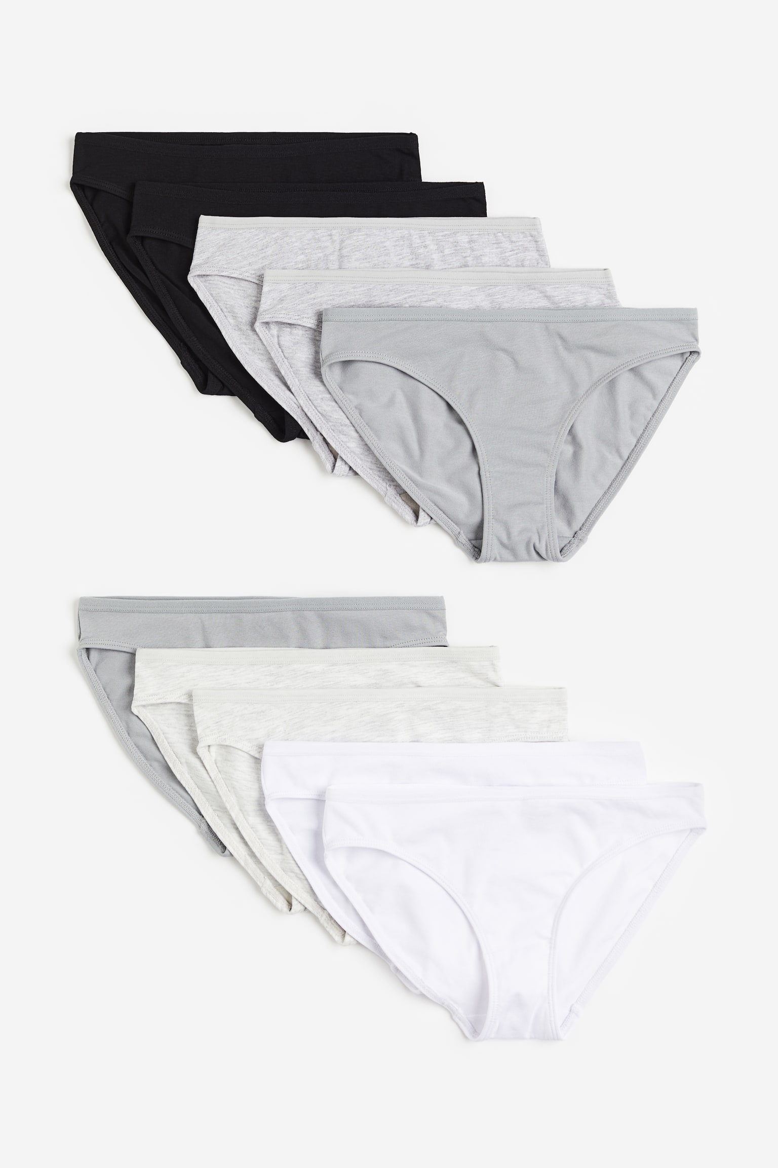 10-pack Cotton Briefs - Grey/White/Black/Light grey marle/Light blue/Grey marle - 1