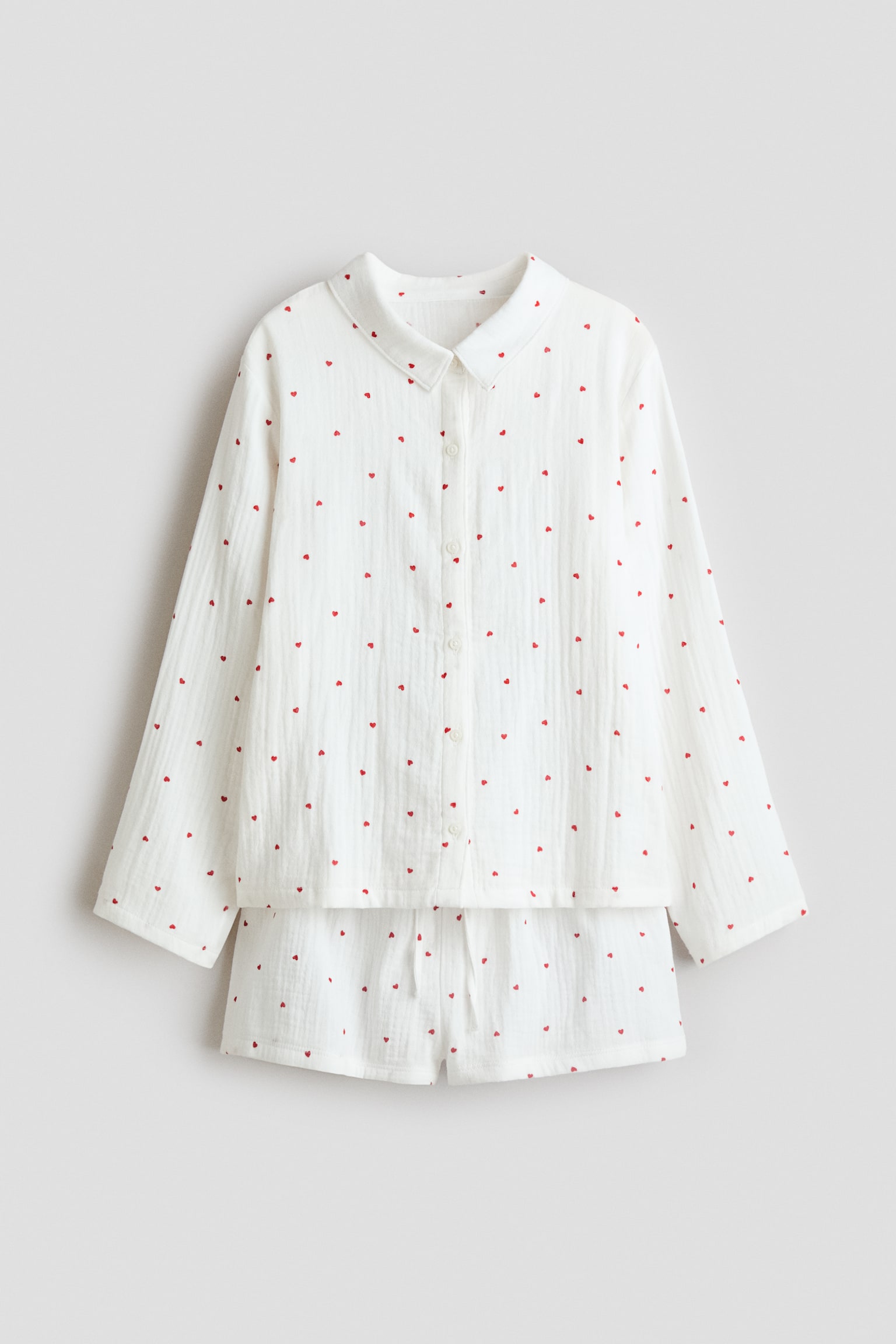 Cotton muslin pyjamas - Weiß/Herzen
