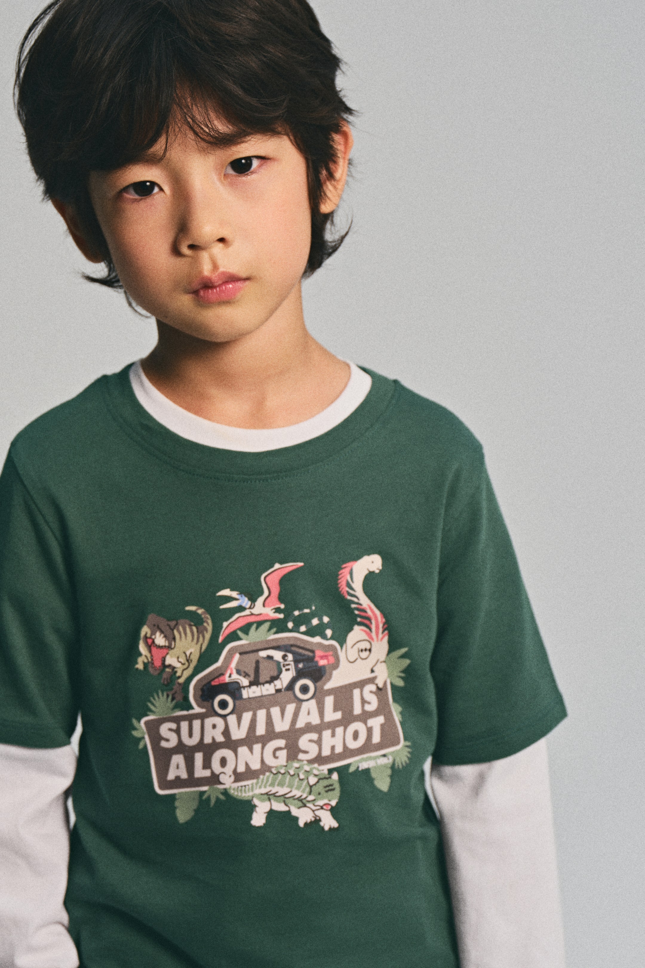 View larger image: Print-motif cotton T-shirt - Green/Jurassic World - Kids | H&M PH 1