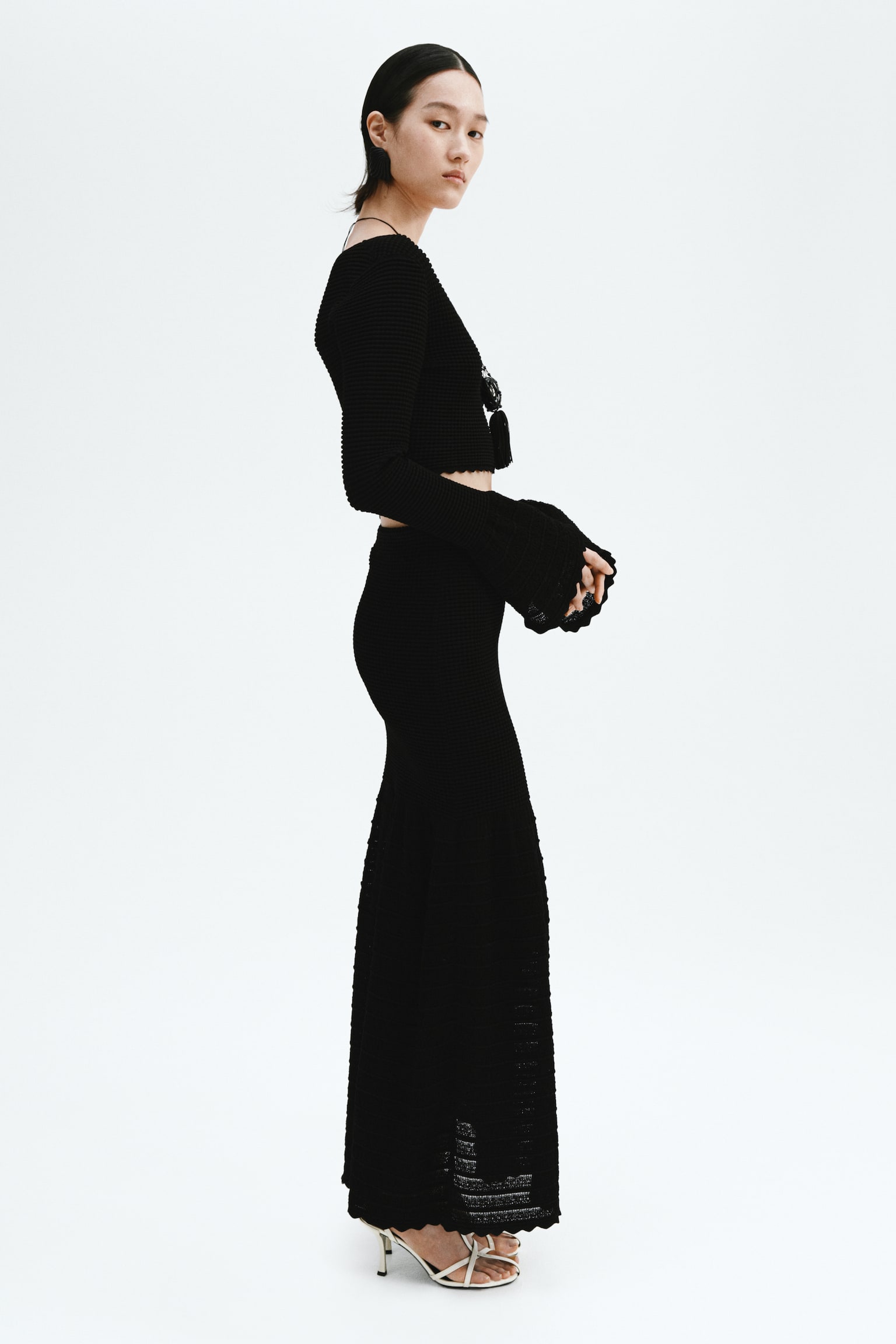 Textured-knit top - Black - 5