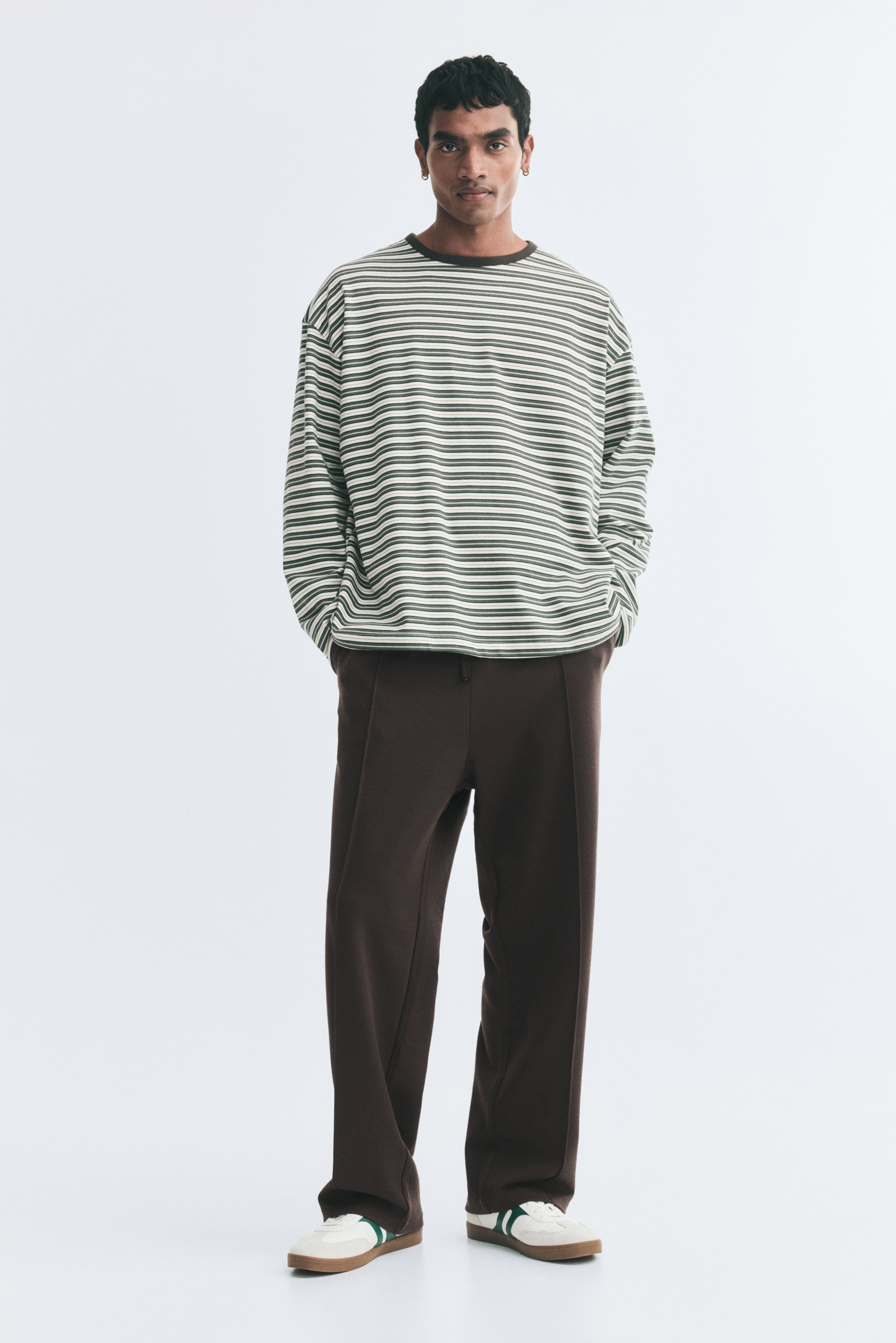 Relaxed Fit Tailored joggers - Dark brown/Cream/Dark purple/Brown