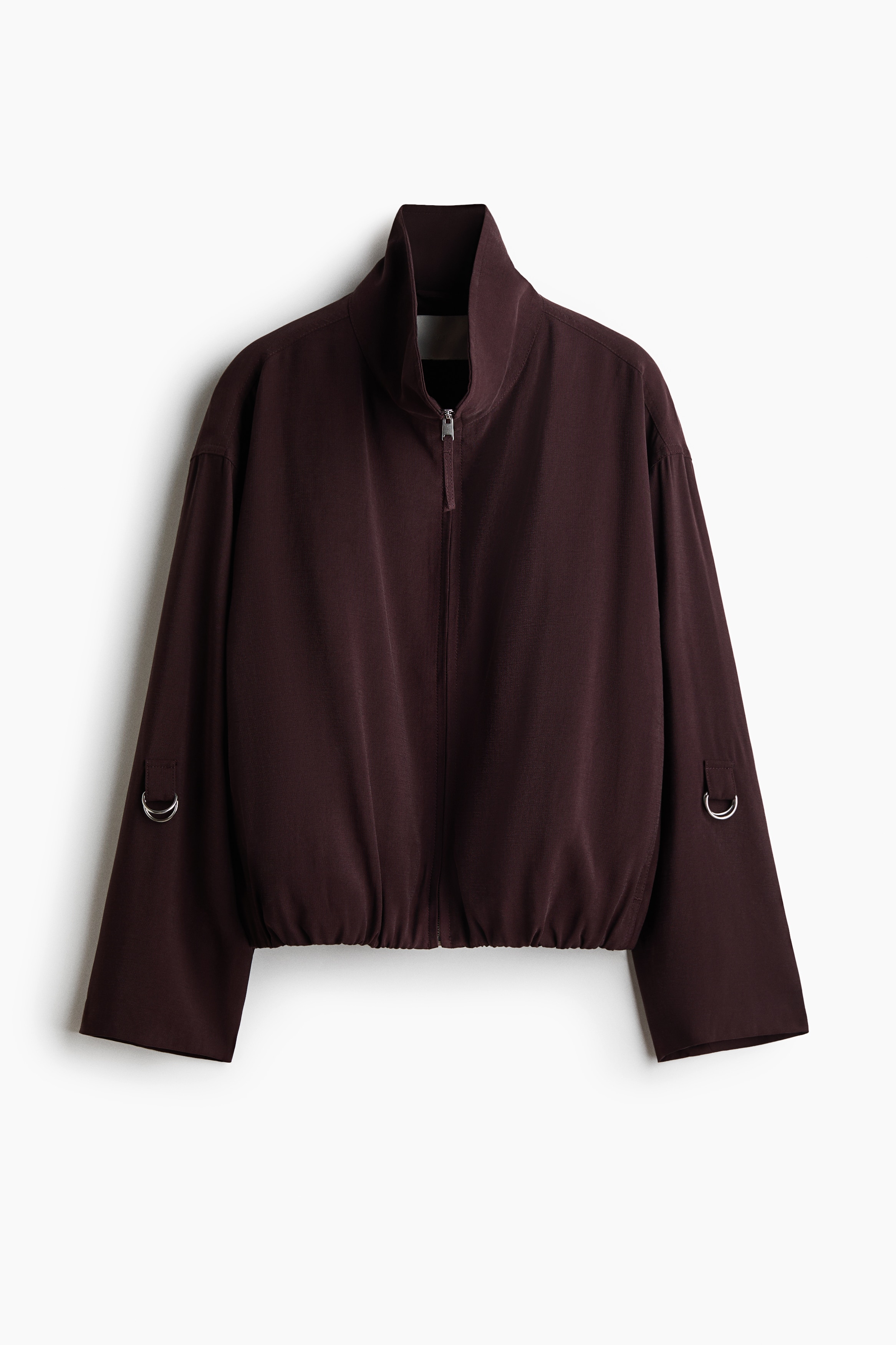 Oversized Bubble-Hem Jacket - Dark brown