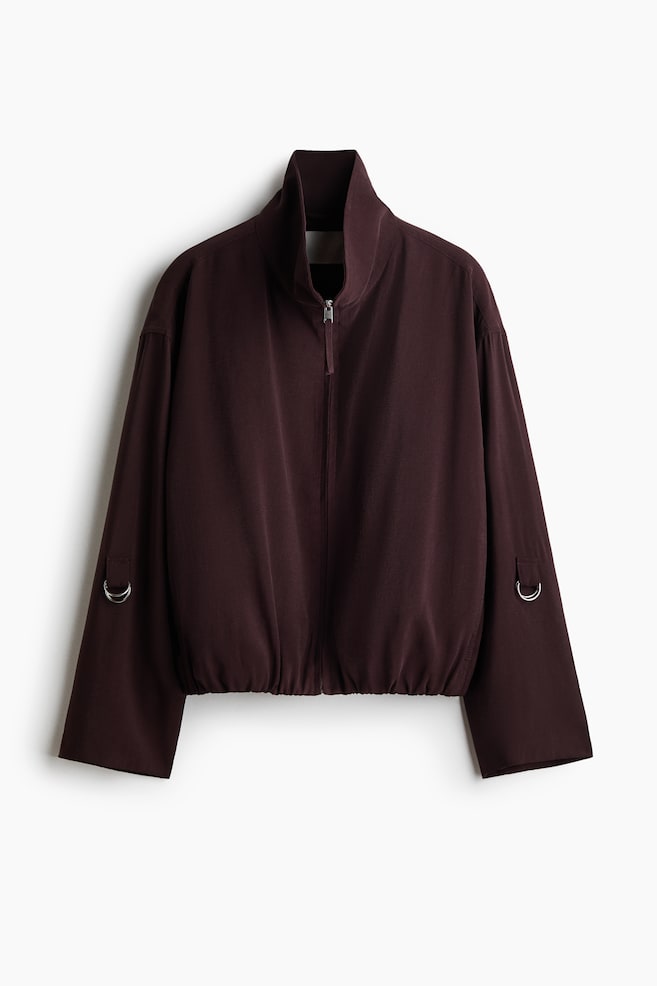 Oversized Jacke mit Ballonsaum - Dunkelbraun - 1