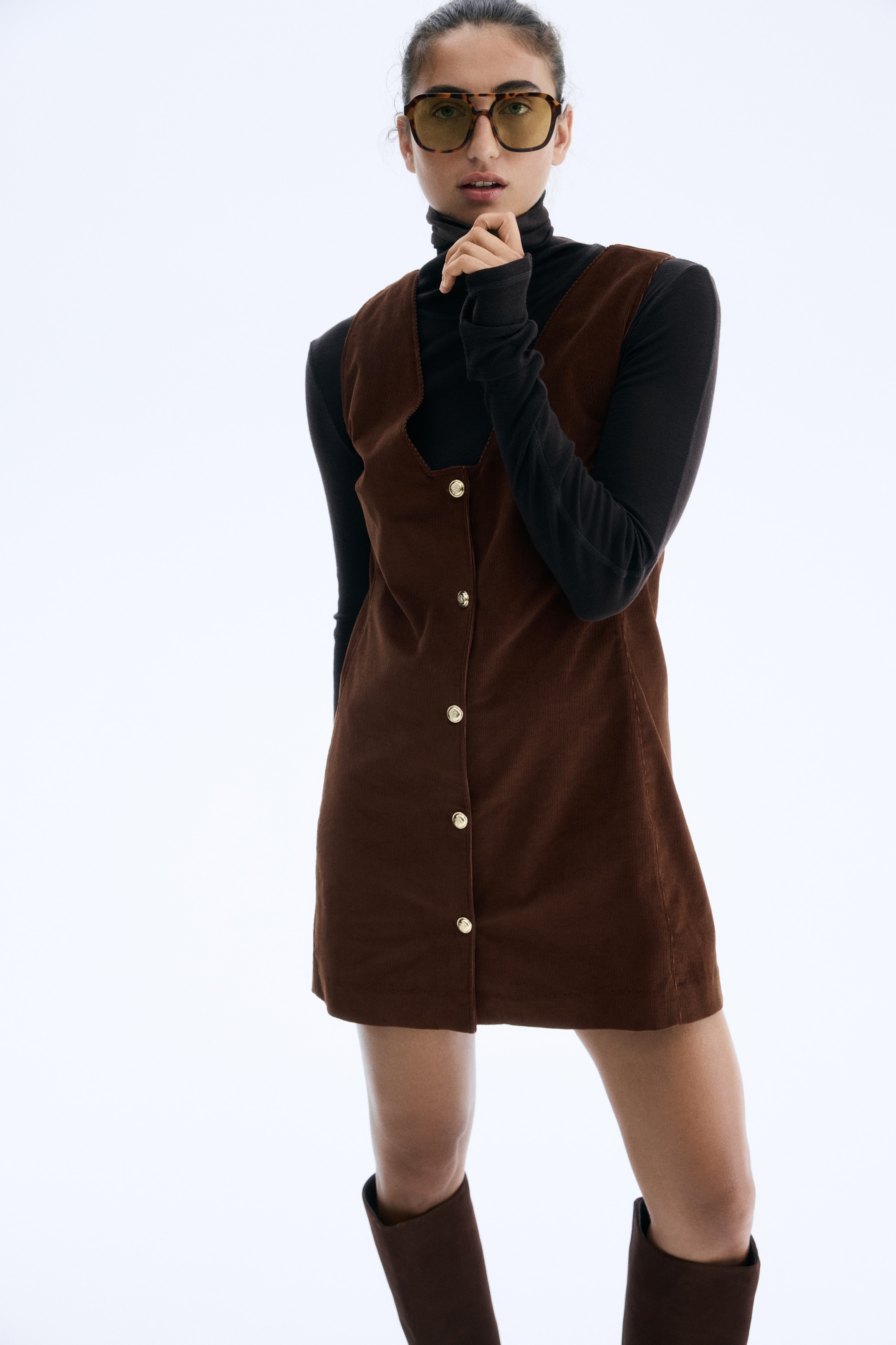 Corduroy pinafore dress