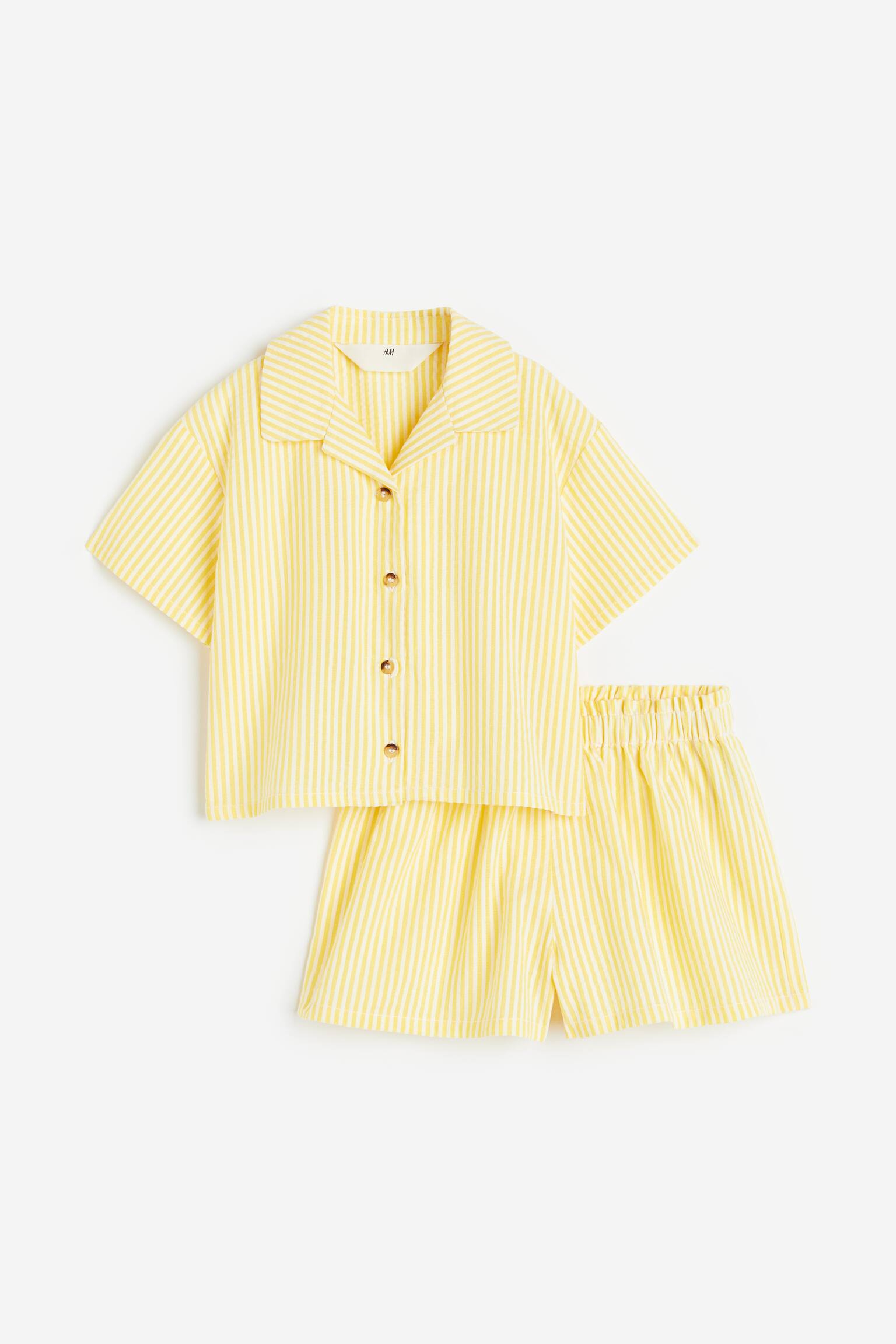 2-piece set - Light yellow/Striped