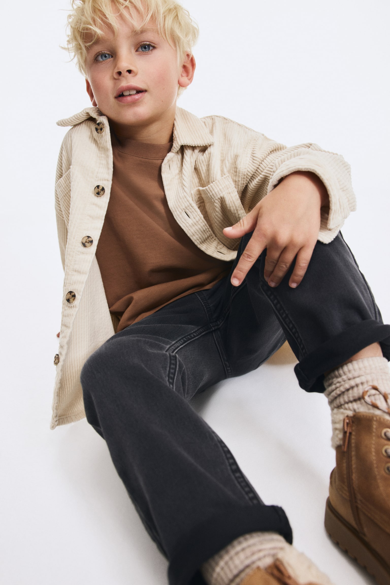 Joggers από βαμβακερό denim - Σκούρο γκρι/Μπλε denim - 3