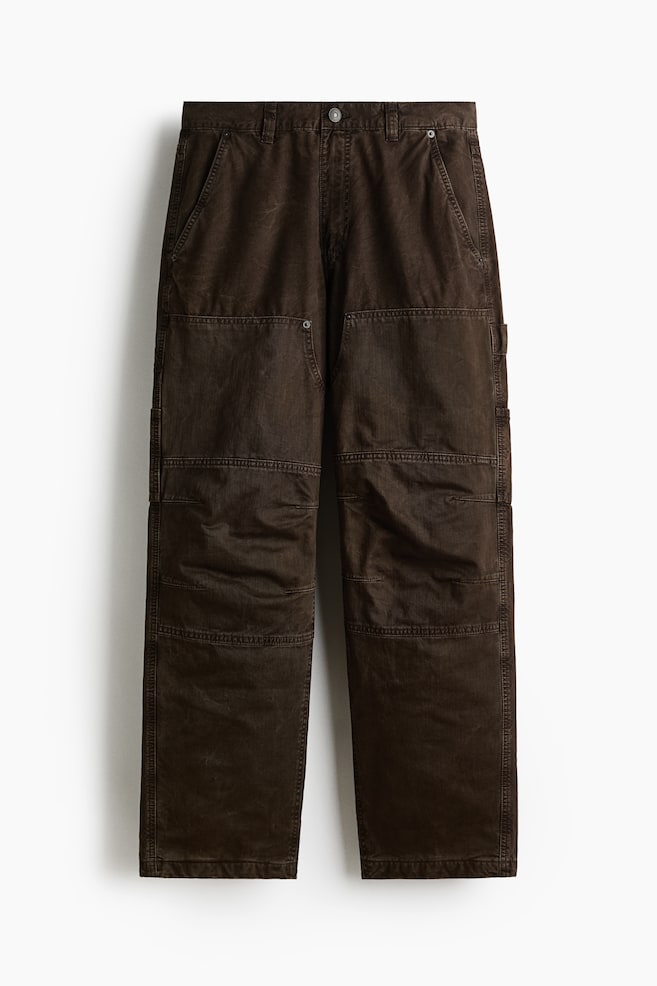 Pantaloni carpenter Loose Fit - Maro-închis/Negru-prespălat - 1