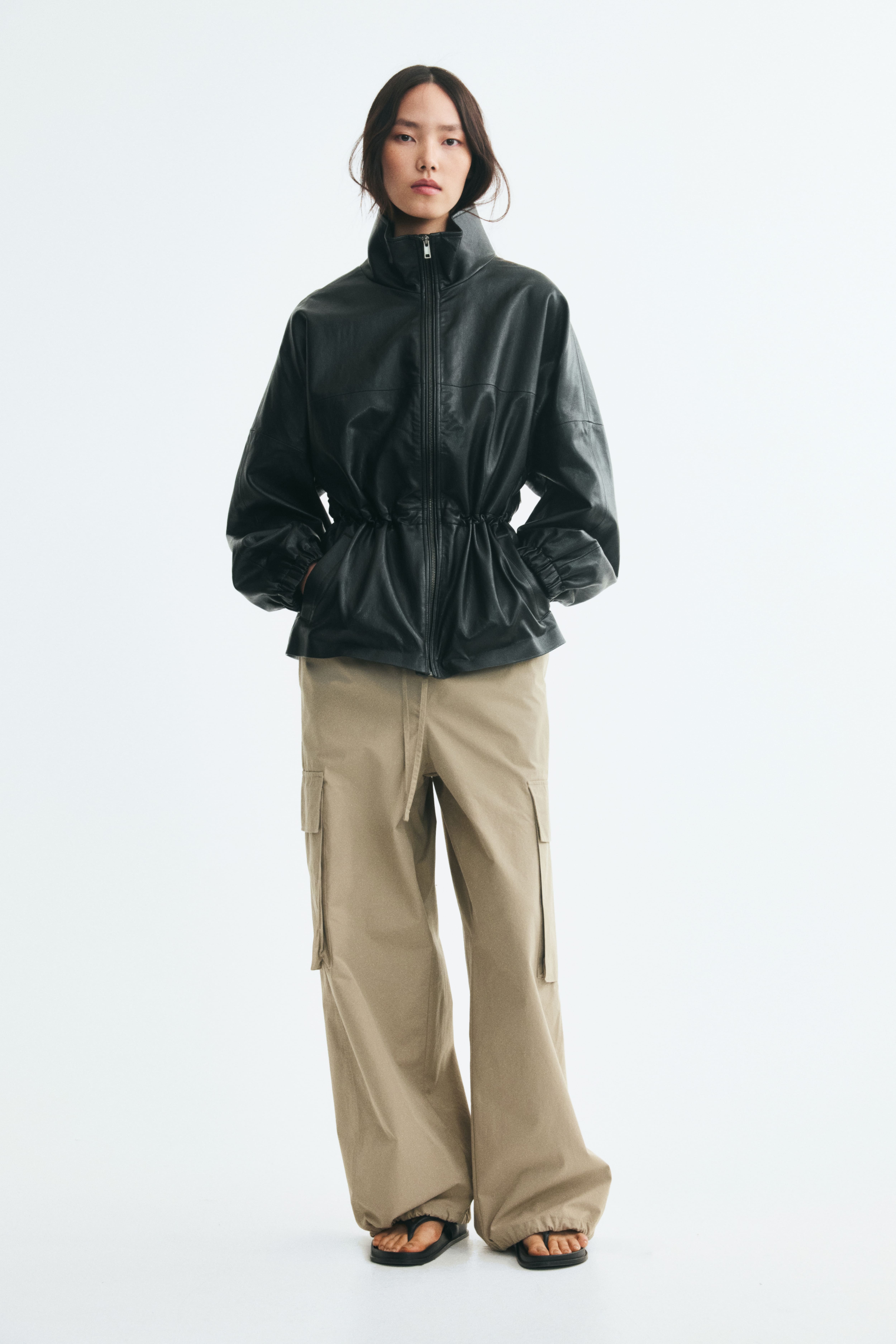 Oversized Drawstring-Waist Jacket