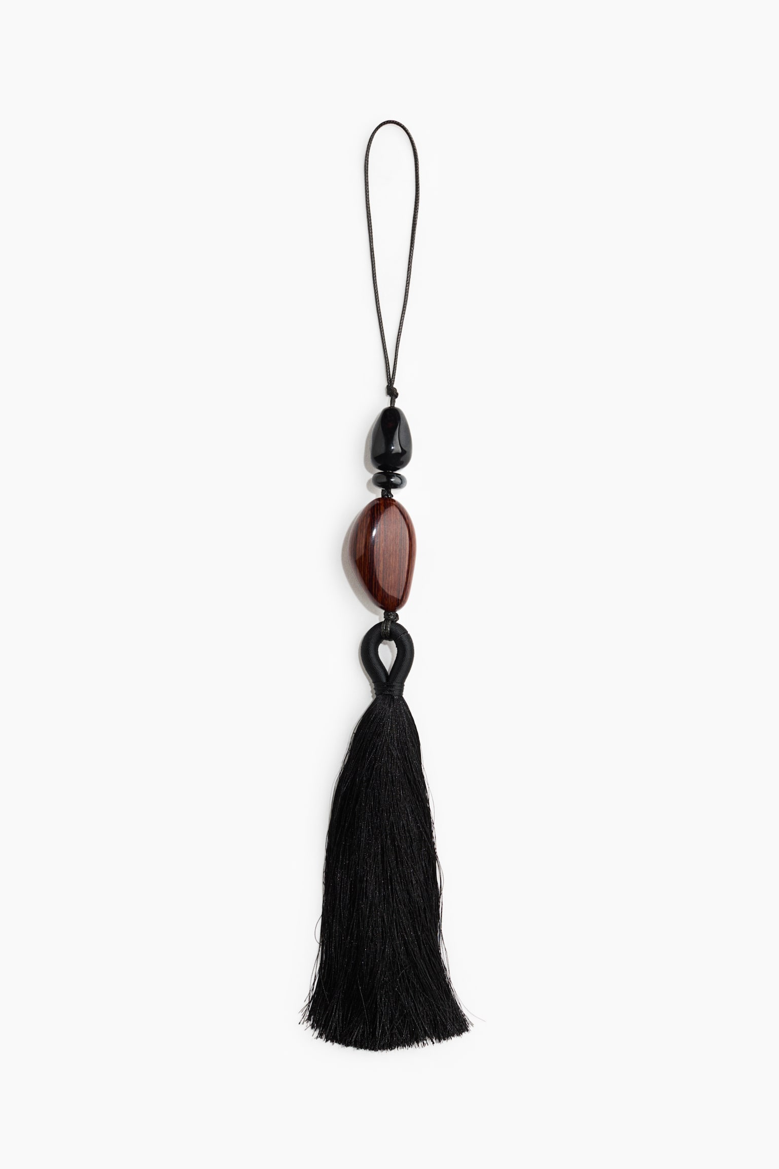 Tasselled bag charm - Black - 2