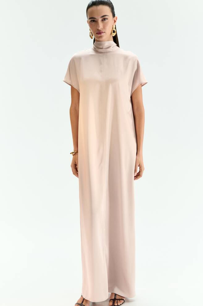 Scarf-detail maxi dress-Powder pink - 4