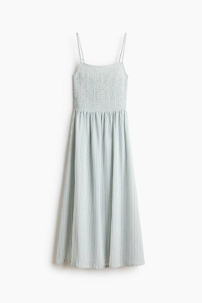 Smocked Strappy Dress - Cream/light blue striped/Bright blue/white/Dark brown/Red/Cream/dotted - 1