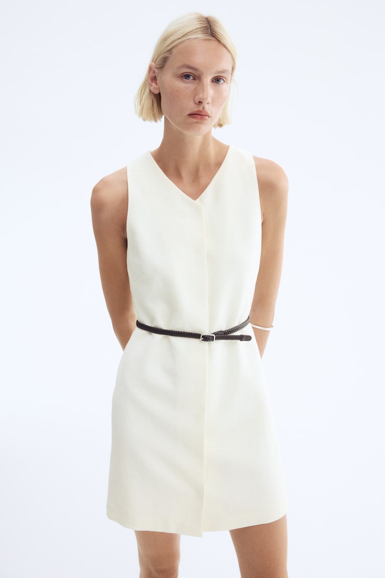 short fit and flare summer dress Buy Girls White Fitted & Flared Sleeveless Solid Dress main image 0