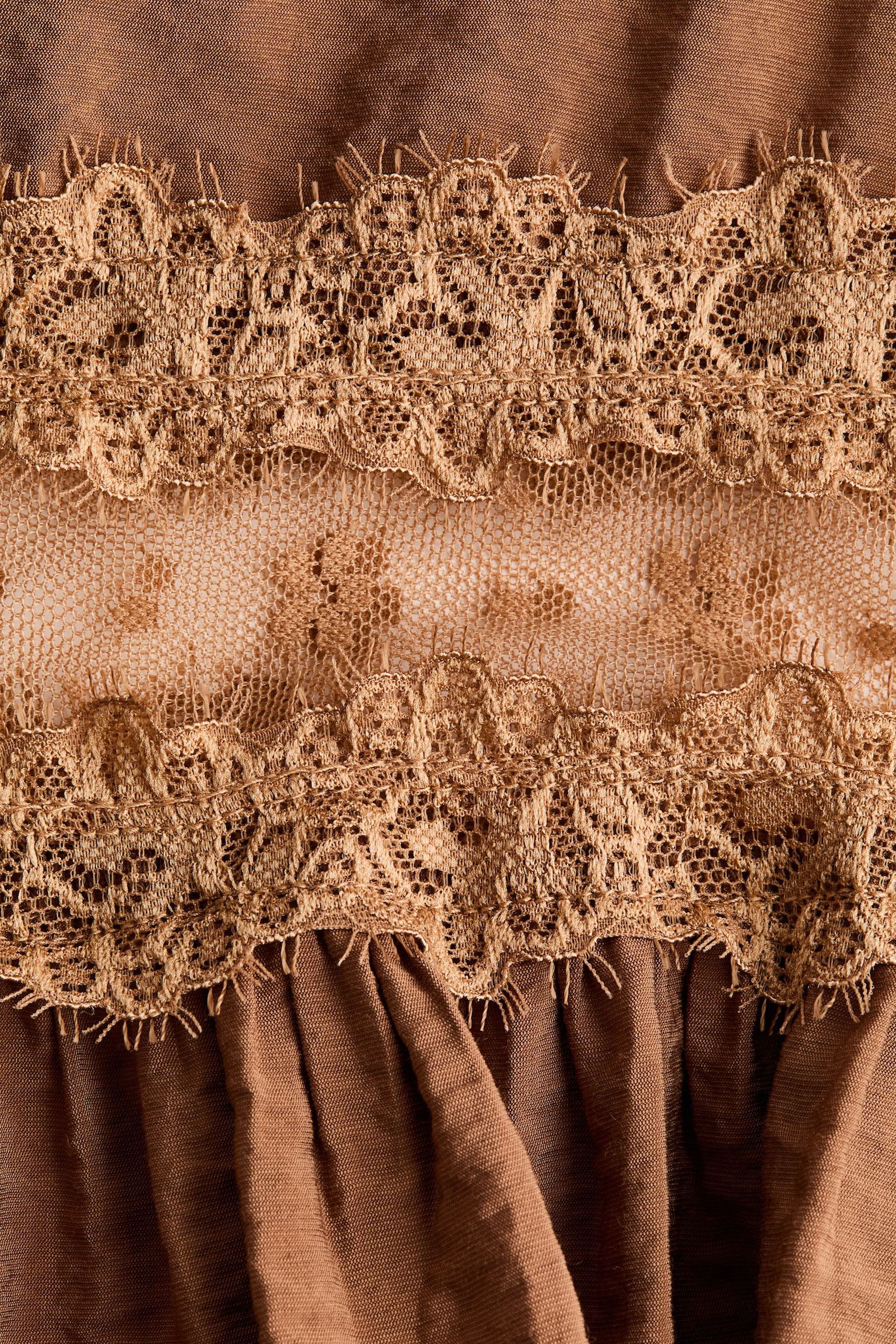 Lace-detail blouse - Brown/Light beige - 4