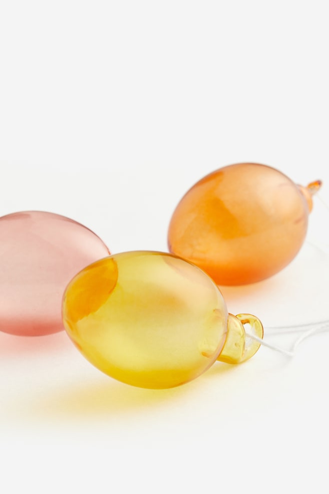 3-pack glass decorations - Orange/Pink/Yellow/Green - 2