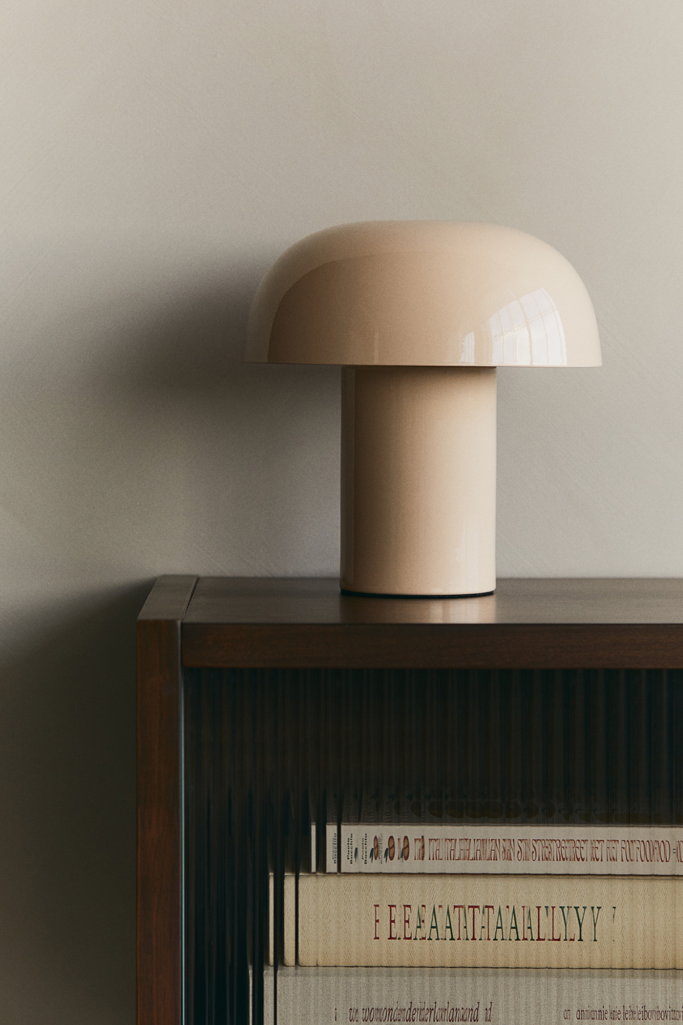 Metal table lamp - Cream/Brown/Silver-coloured/Light beige