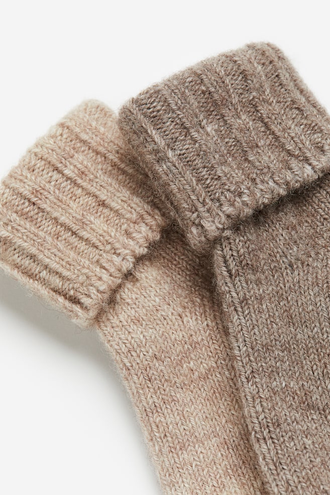 2-pack wool-blend socks - Light beige/Dark beige - 2