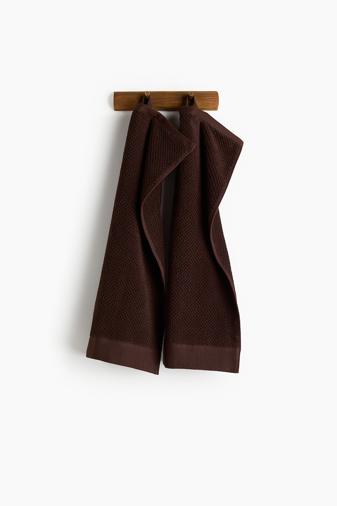 2-pack Cotton Terry Guest Towels - Dark brown/Light beige/Black/Taupe/Brown/Dark green/Dusty blue/Orange/Light beige/Sage green/White/White/Black - 1