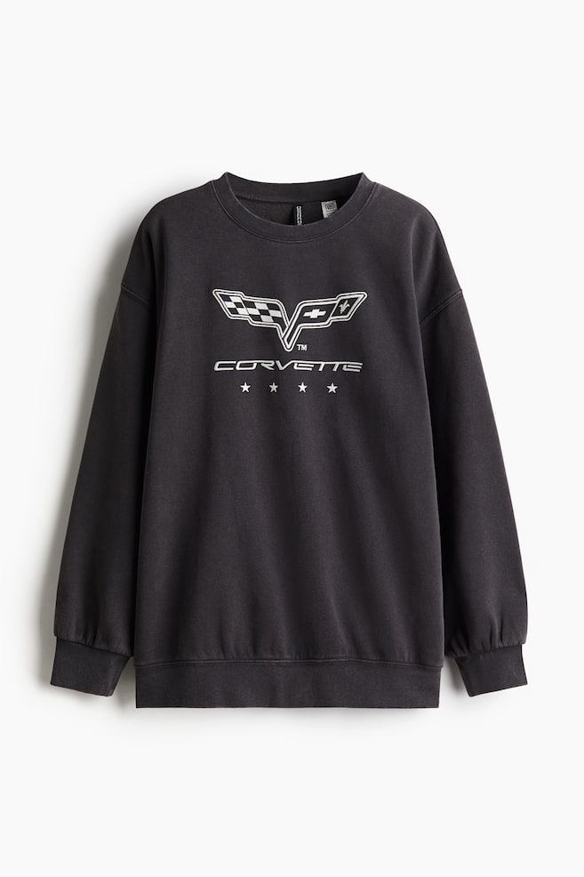 Oversized printed sweatshirt - Anthracite grey/General Motors/Light beige/Dua Lipa - 1