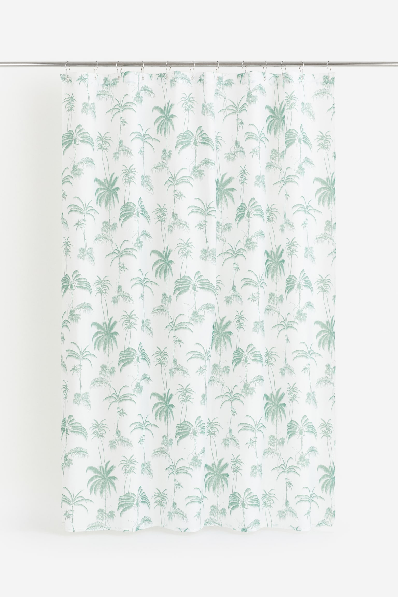 Printed shower curtain - Light green/Palm trees/Rust red/Palm trees - 2