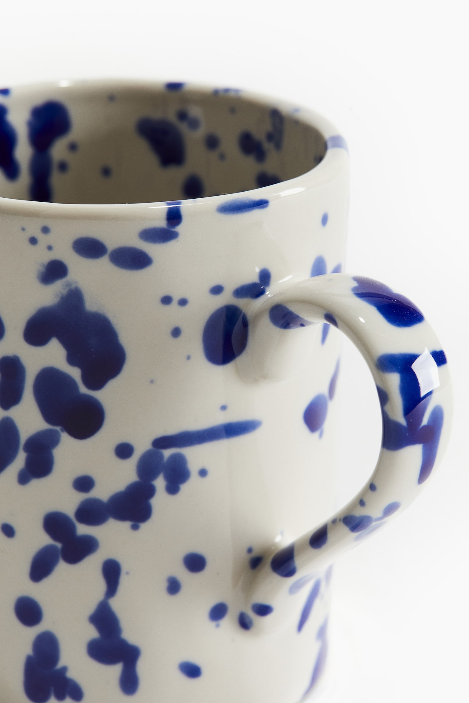 Speckled-glaze stoneware mug - Natural white/Dark blue/Brown/Patterned - 3