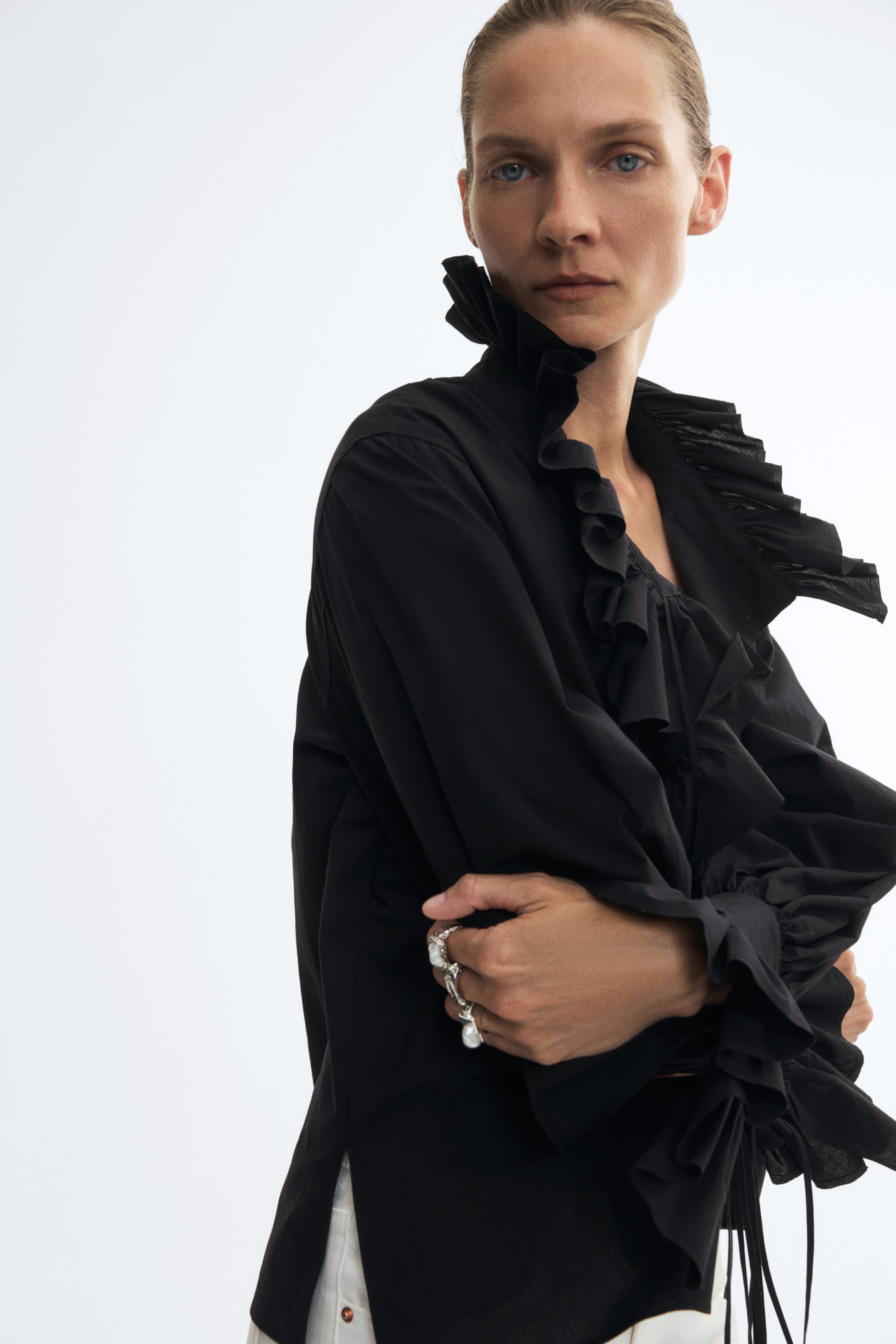Ruffled Cotton Blouse thumbnail 4