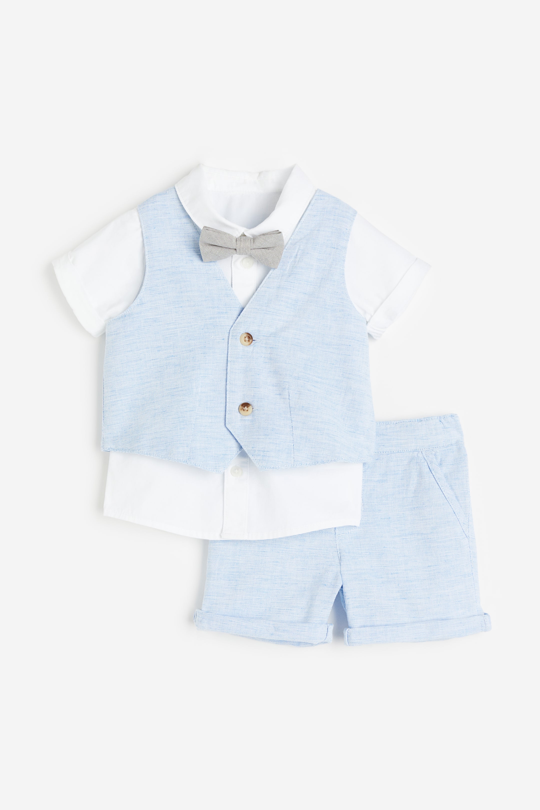 View larger image: 3-piece Set with Bow Tie - Light blue/white - Kids | H&M PH 1