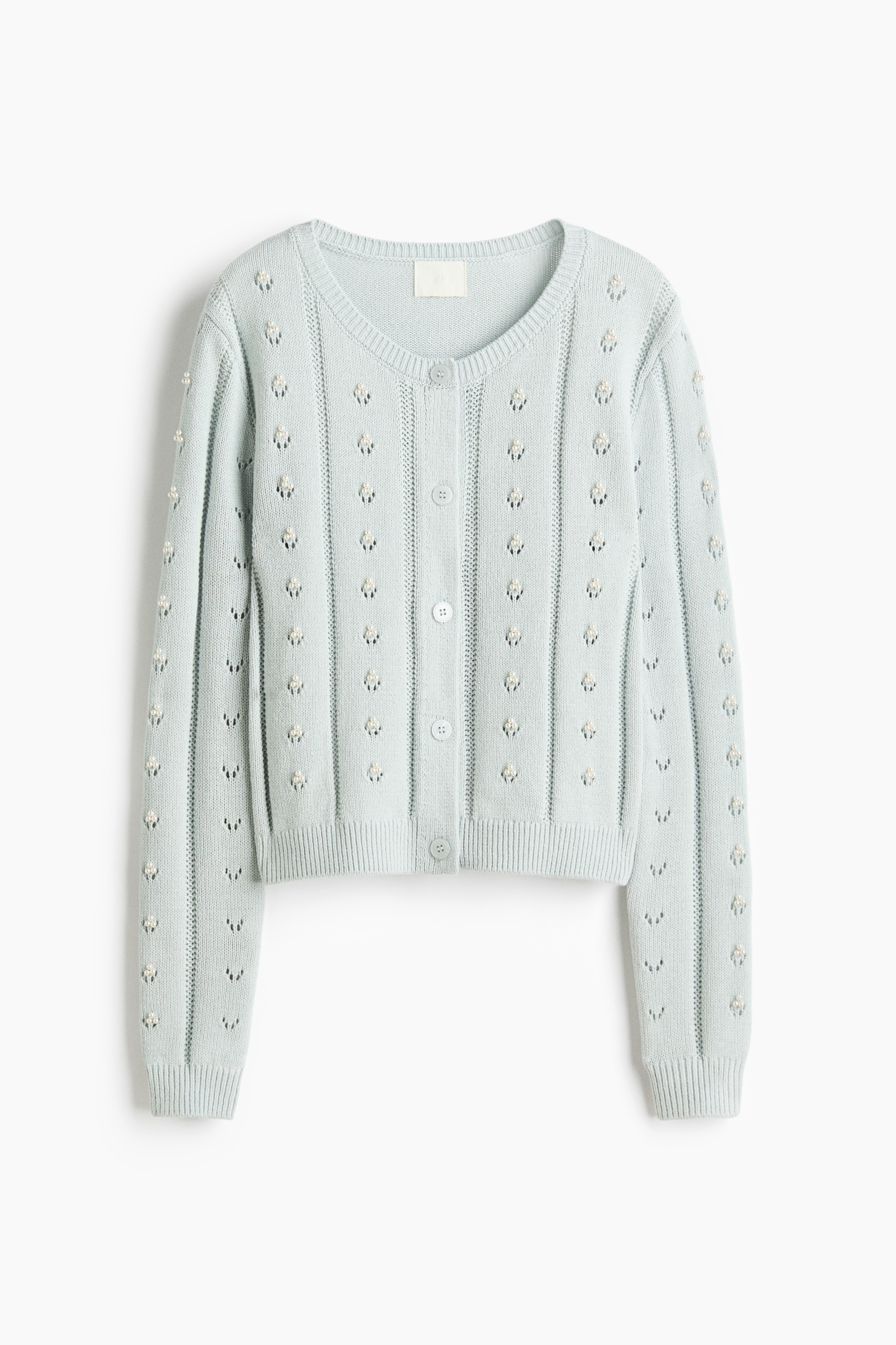 Embellished cardigan - ライトダスティターコイズ/ホワイト