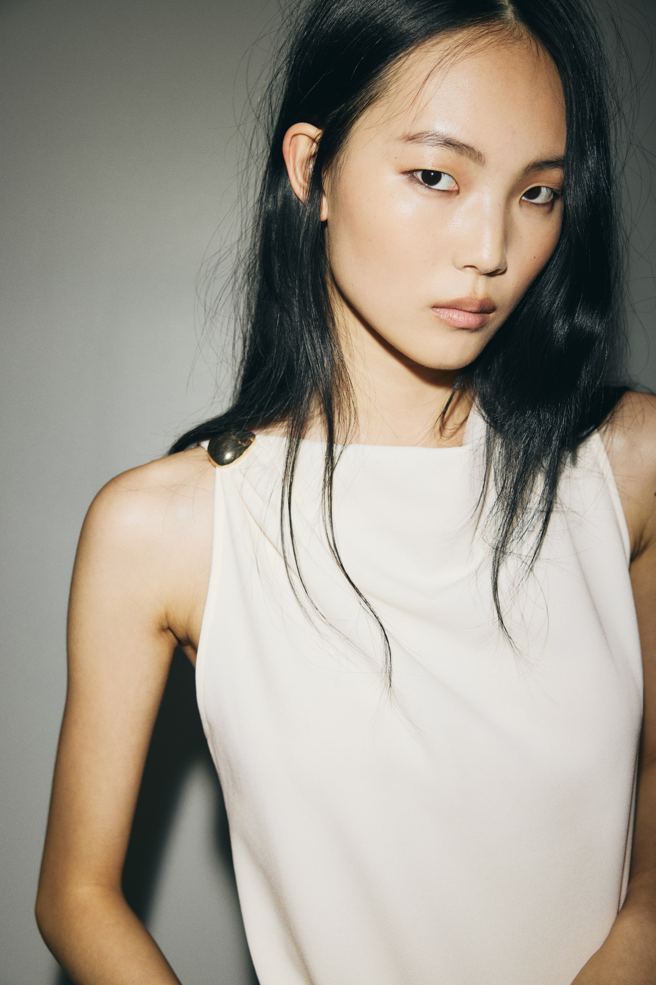 Ingrandisci l'immagine: Canotta con scollo drappeggiato - Crema - DONNA | H&M CH 2