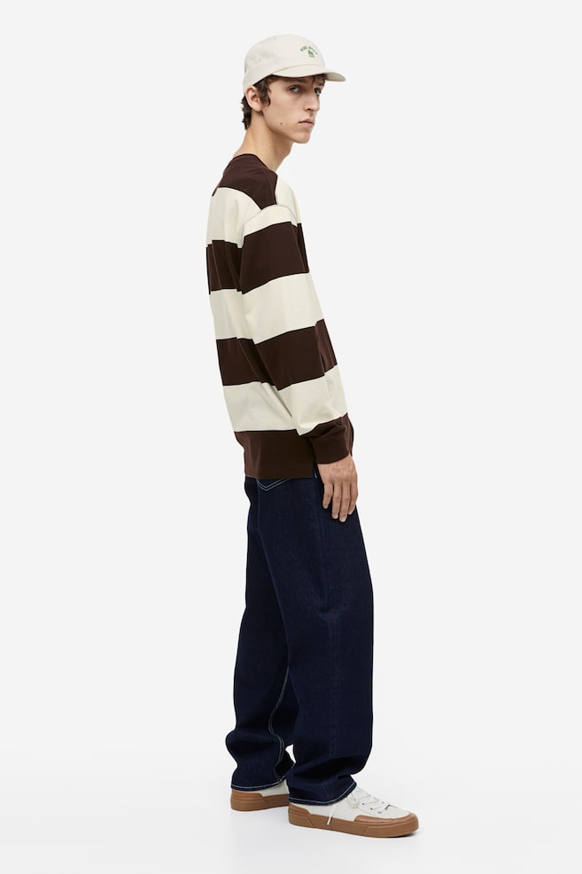 Relaxed Fit Jersey top - Brown/Cream striped/Blue/Striped/Green/Cream striped - 8