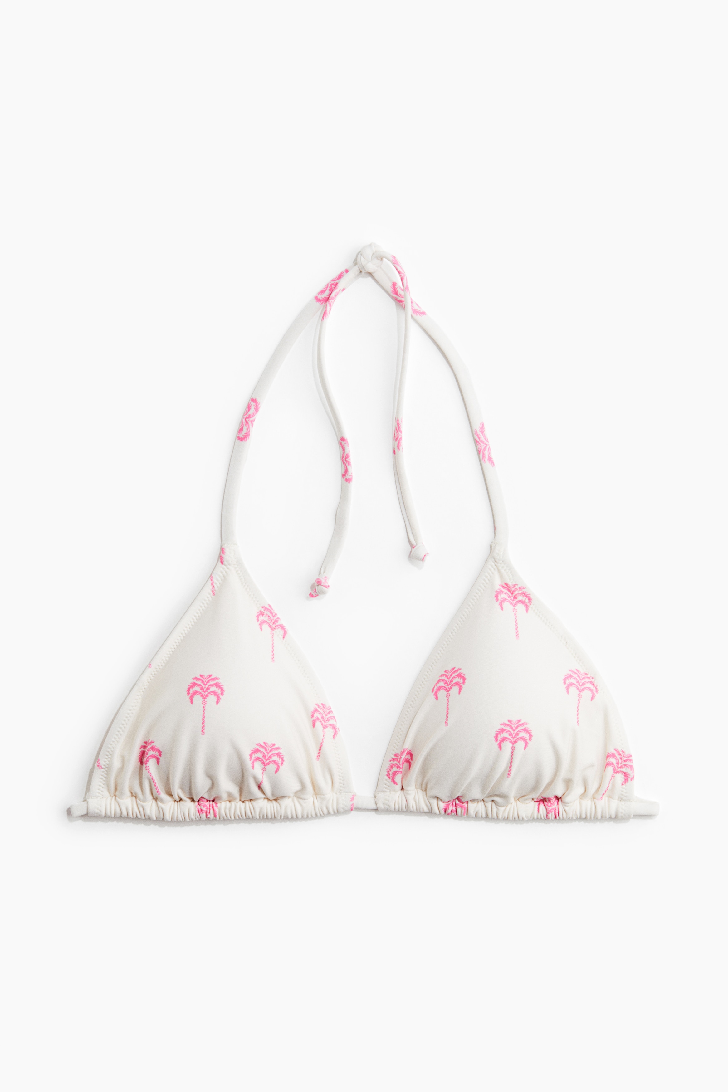Punjeni trouglasti gornji deo bikinija - Bela/palme