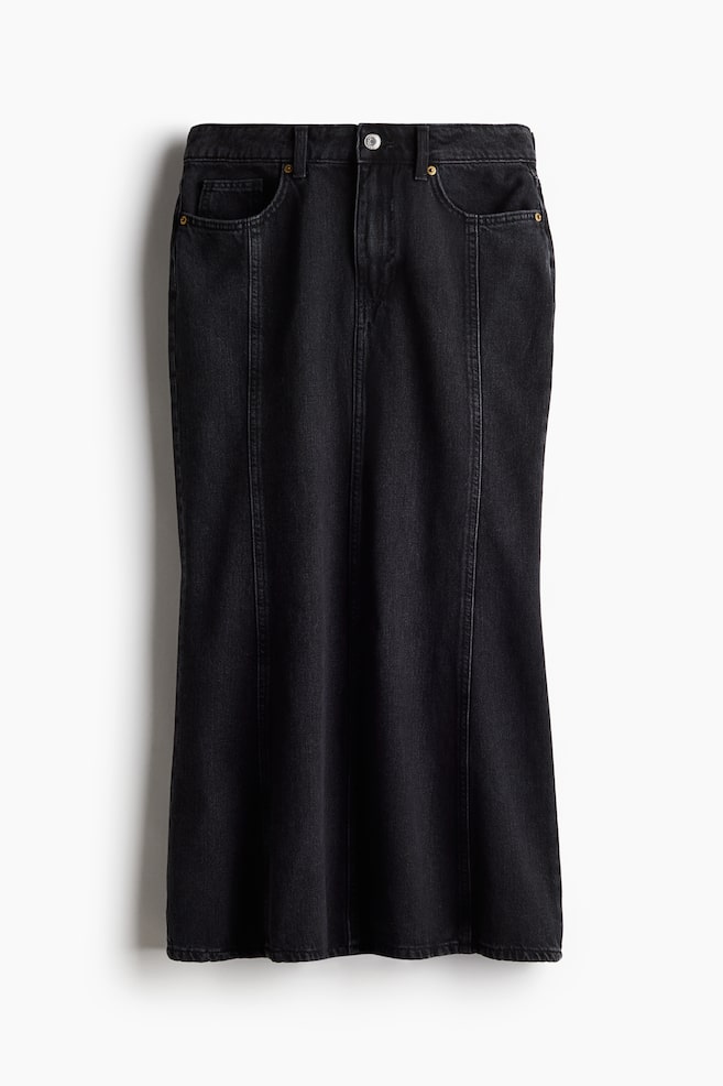 Flared denim skirt - Black/Light denim blue - 1