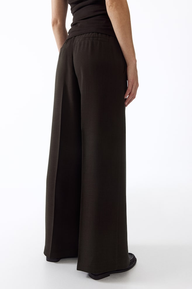 MAMA Wide-Leg Dress Pants - Dark brown/Cream/Light beige - 3