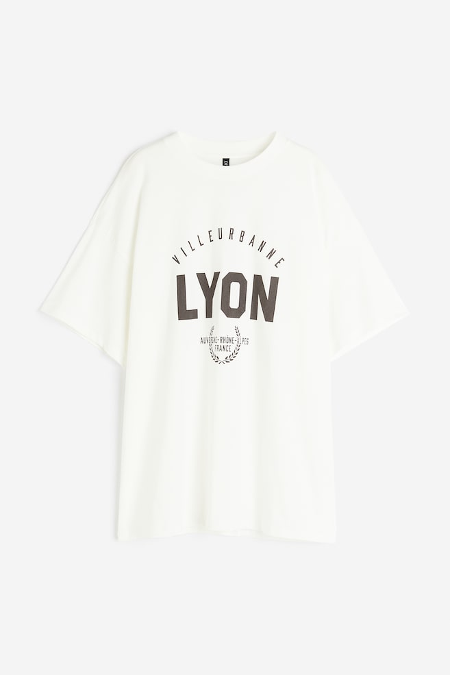 Oversized T-shirt med tryk - Creme/Lyon/Mørkegrå/The Records - 2