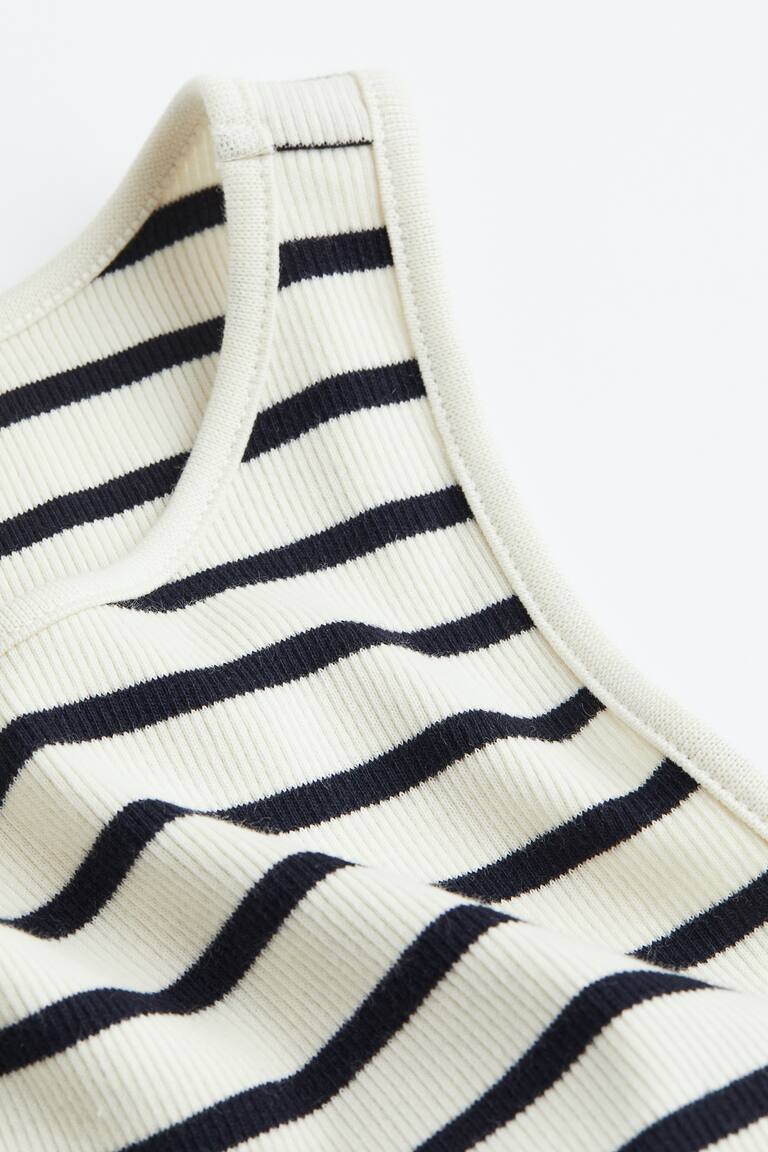 Women's White/black striped Ribbed Tank Top | H&M US