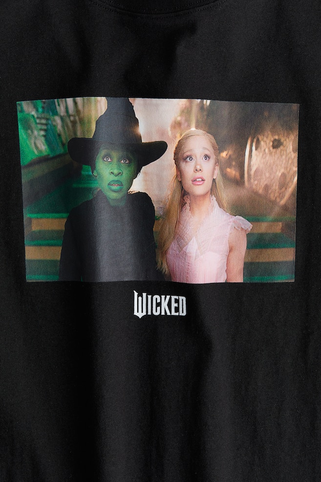 Обемна тениска с принт - Черен/Wicked - 2