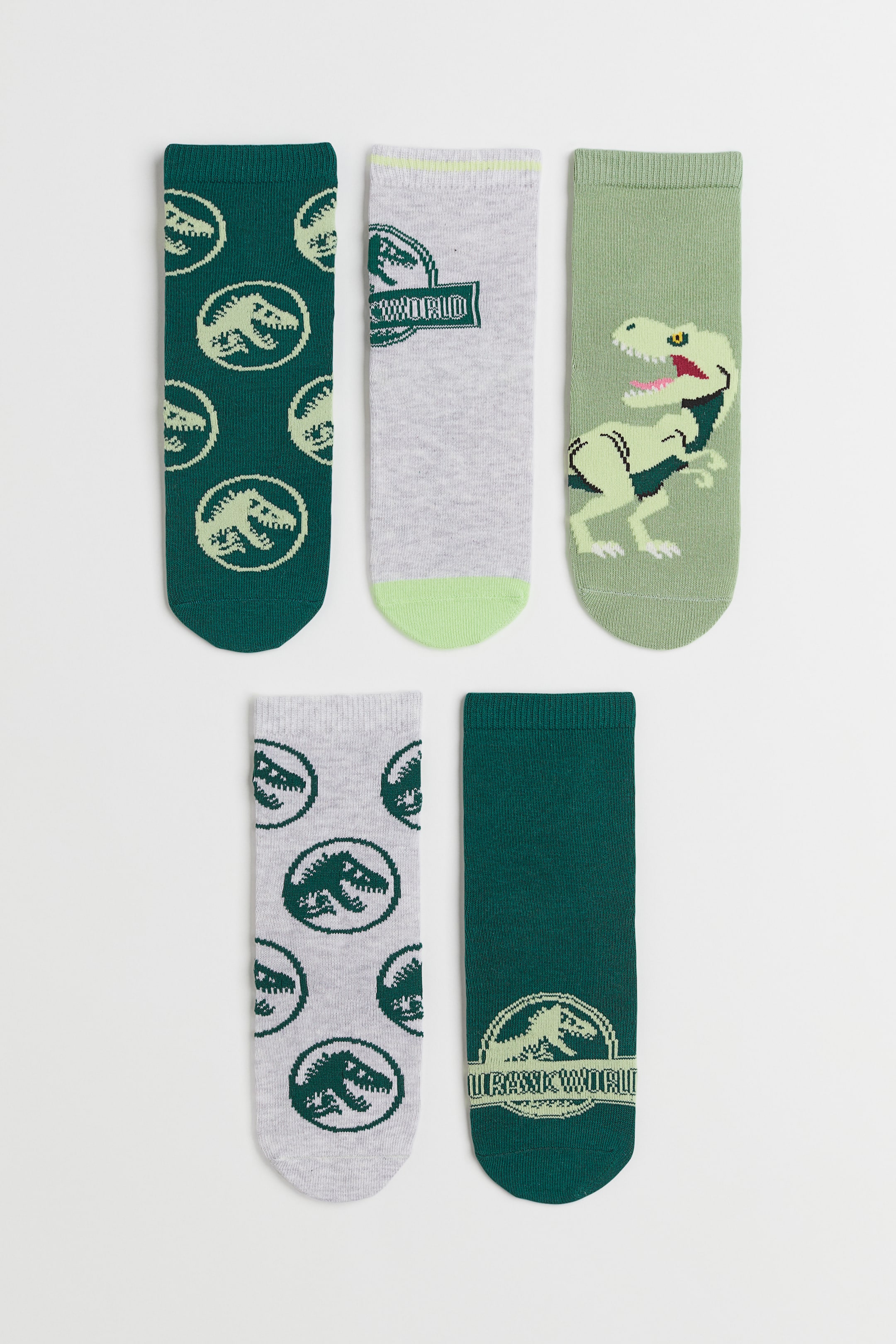 View larger image: 5-pack patterned socks - Green/Jurassic World - Kids | H&M 1