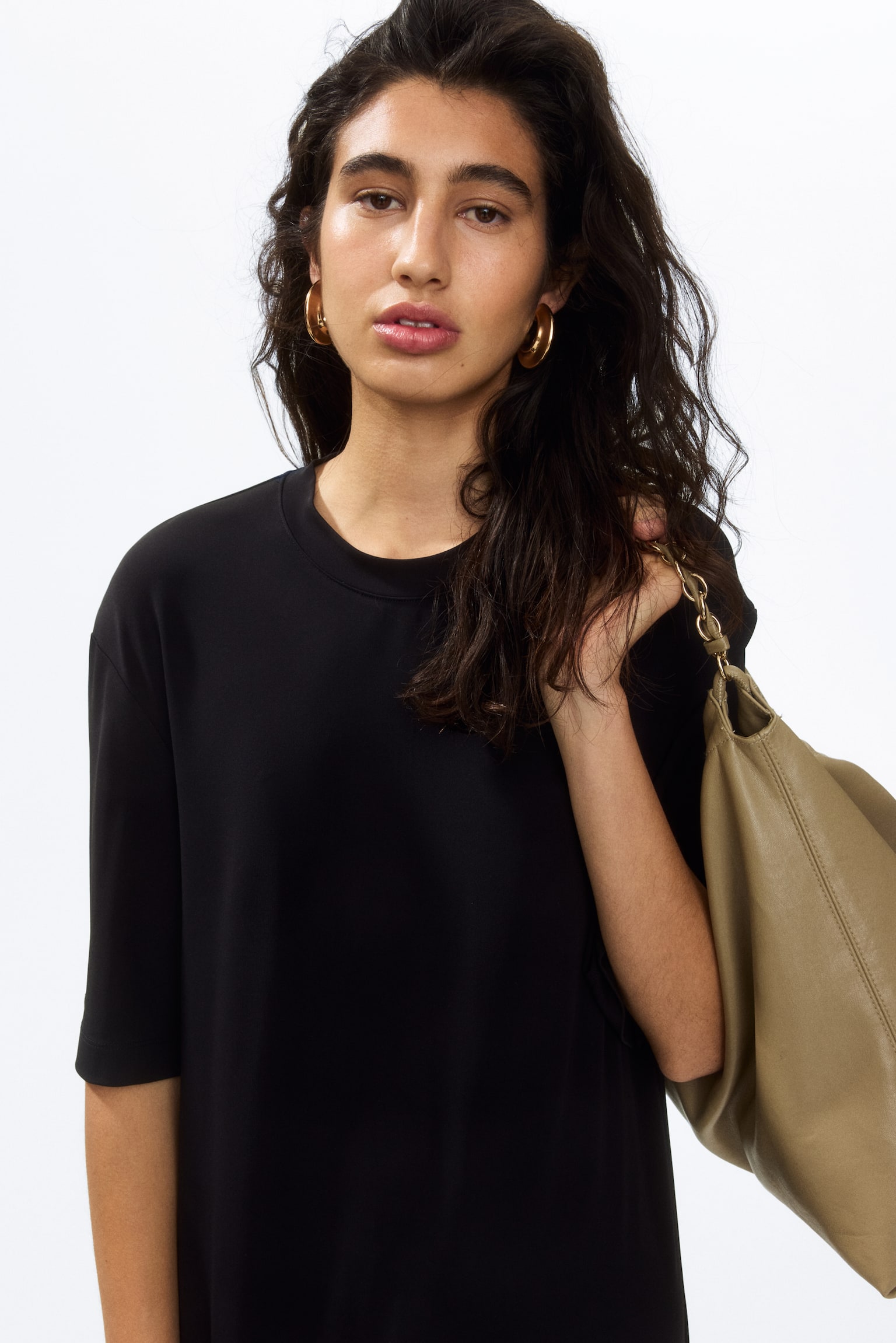 Long T-shirt dress-Black - 4