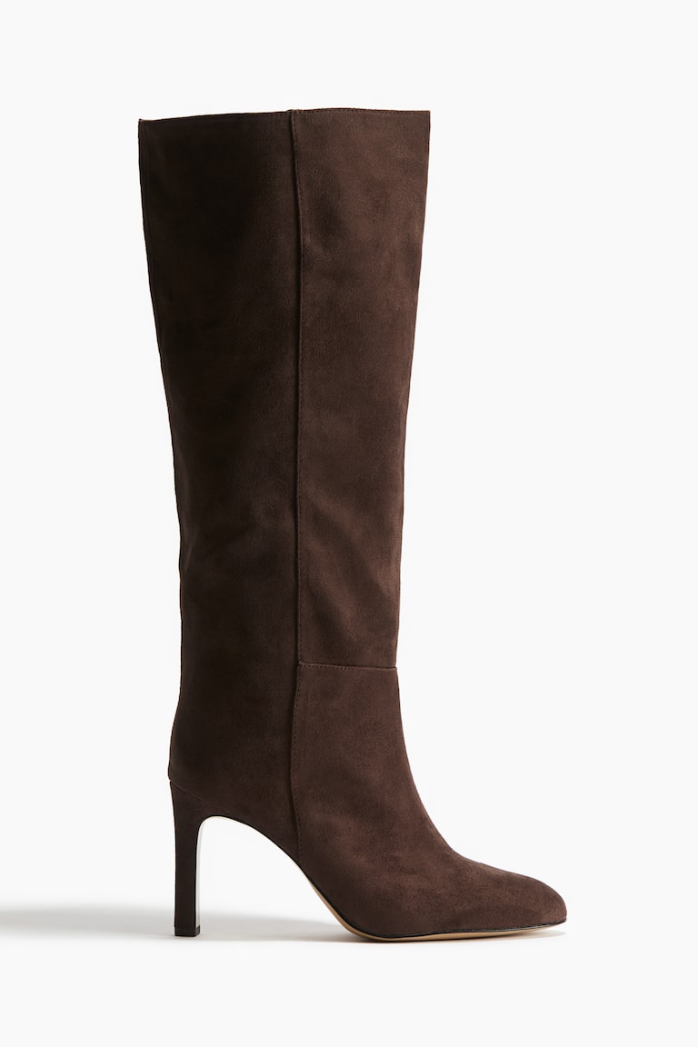 Knee-high heeled boots Dark brown Ladies H&M