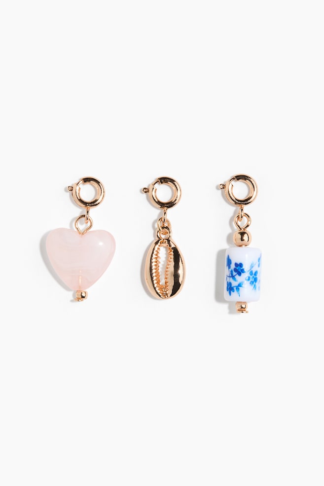 Lot de 3 charms - Doré/cœur/Doré/cerises - 1