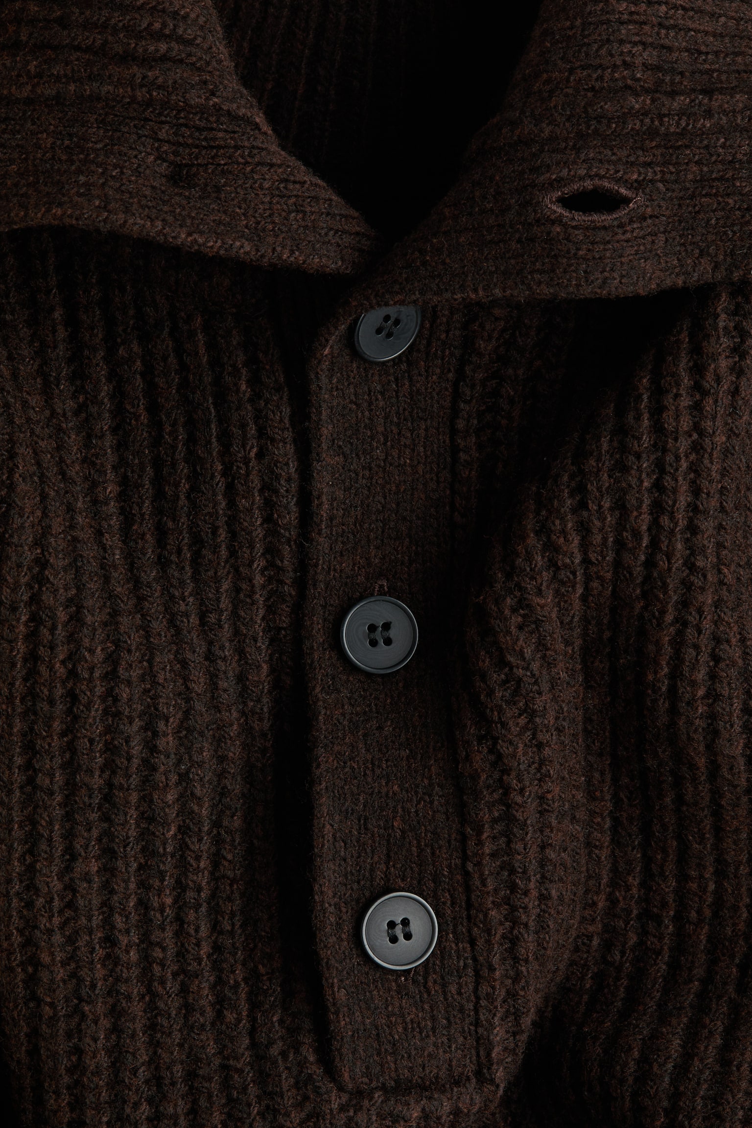 Мужской свитер H&M Loose-Fit Rib-Knit with Stand-Up Collar, цвет: Тёмный коричневый — фото 2
