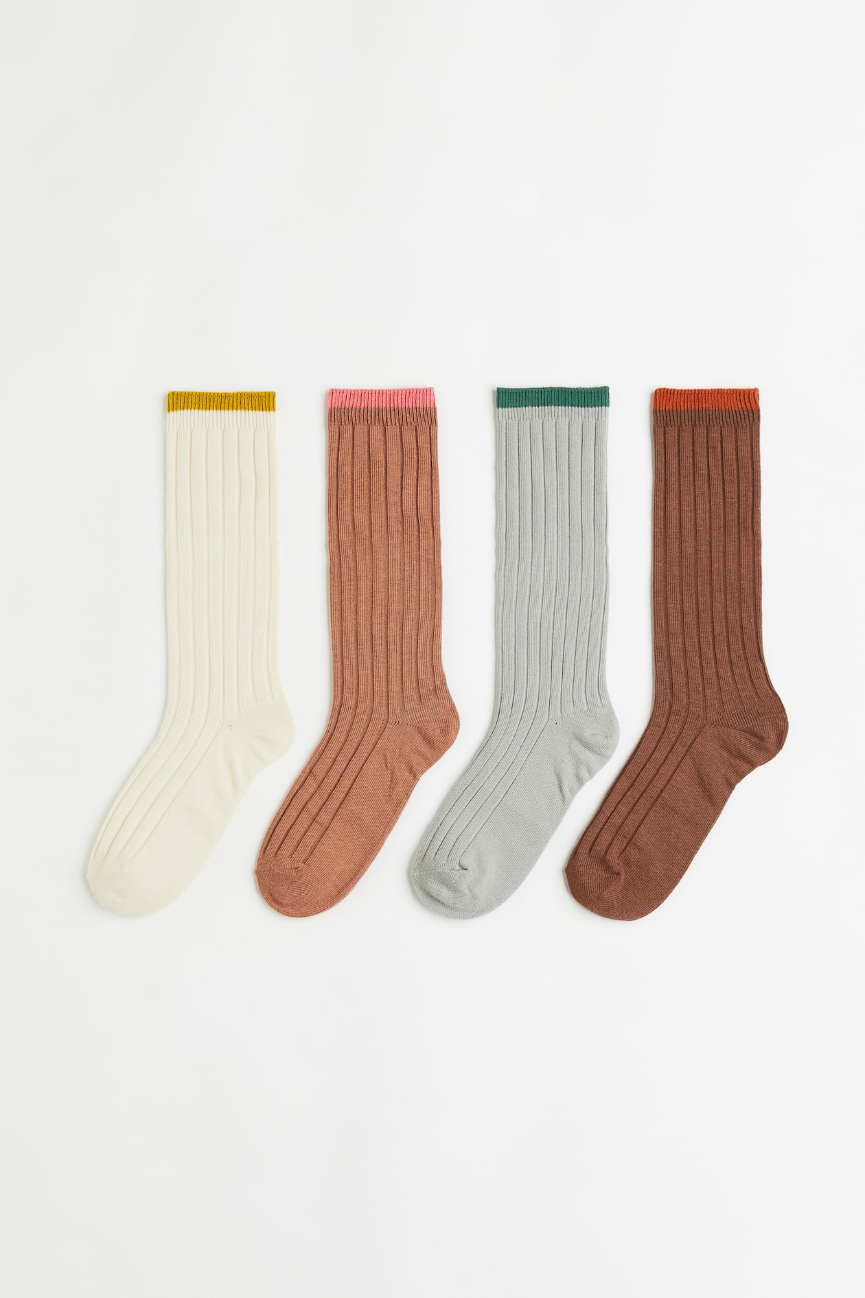 4-pack Knee Socks - Natural white/dark beige - Kids | H&M US