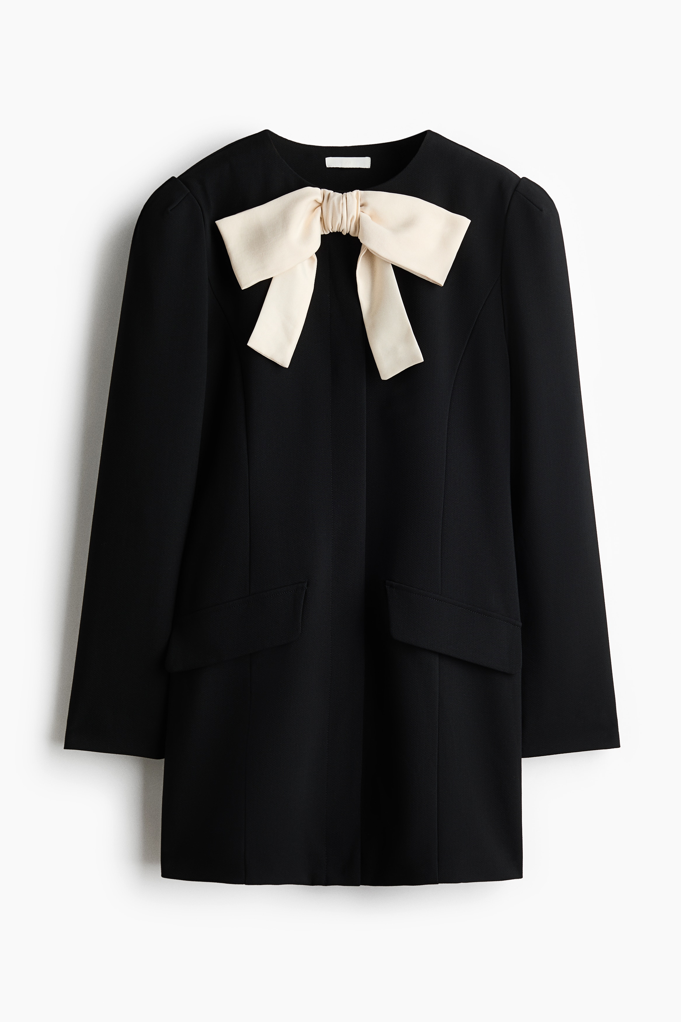 Bow-detail shoulder-pad dress