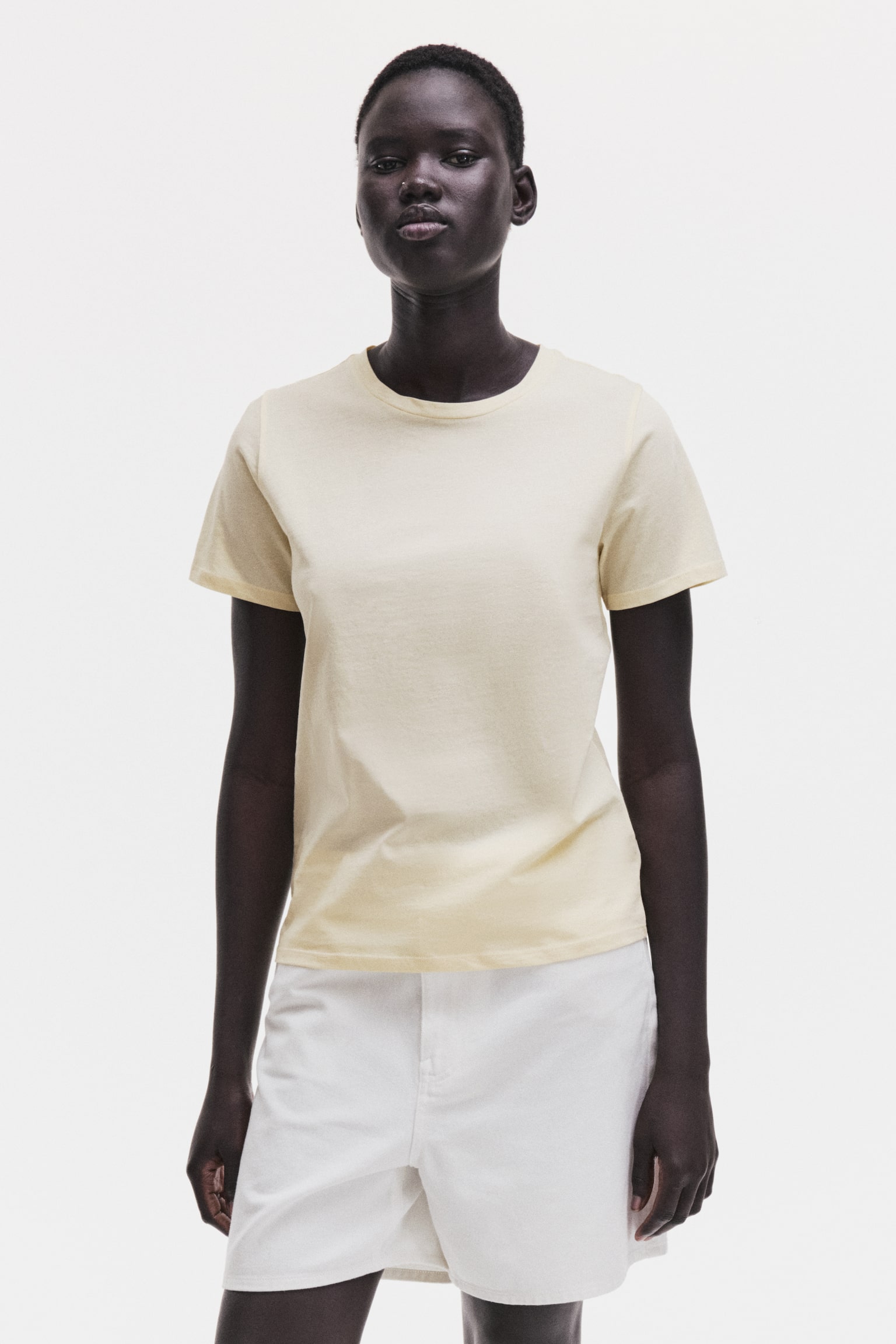 Cotton T-shirt - Light yellow/Orange/Dark dusty pink/White/Navy blue striped/Light grey marl/Black/Light pink/White/Blue/White - 3